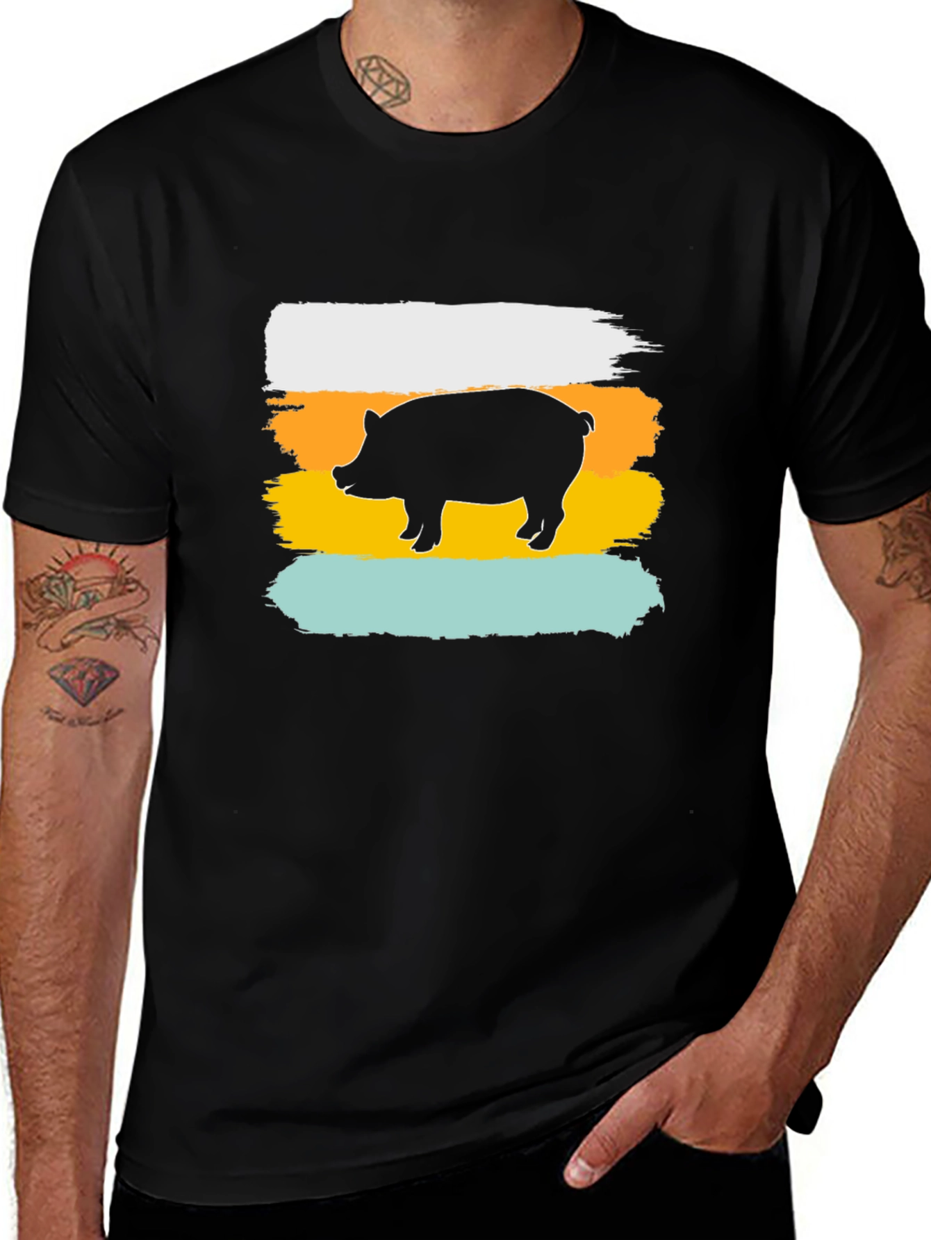 Variant 17 of Retro Pig Silhouette Graphic Tee