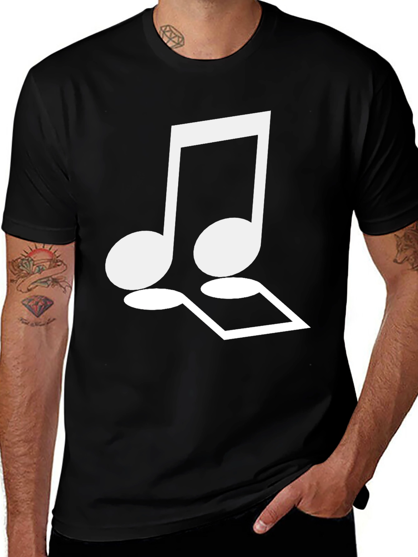 Variant 4 of Musical Notes Graphic Tee - Classic Black Cotton
