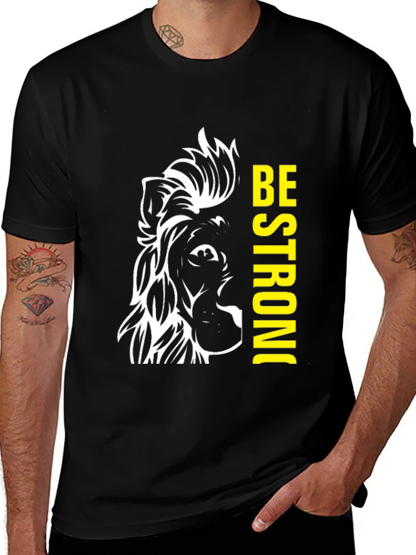 Variant 11 of Lion Be Strong Black Graphic Tee