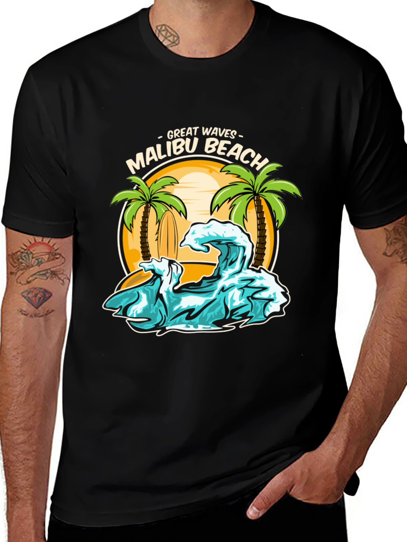 Variant 23 of Malibu Beach Waves Graphic Tee