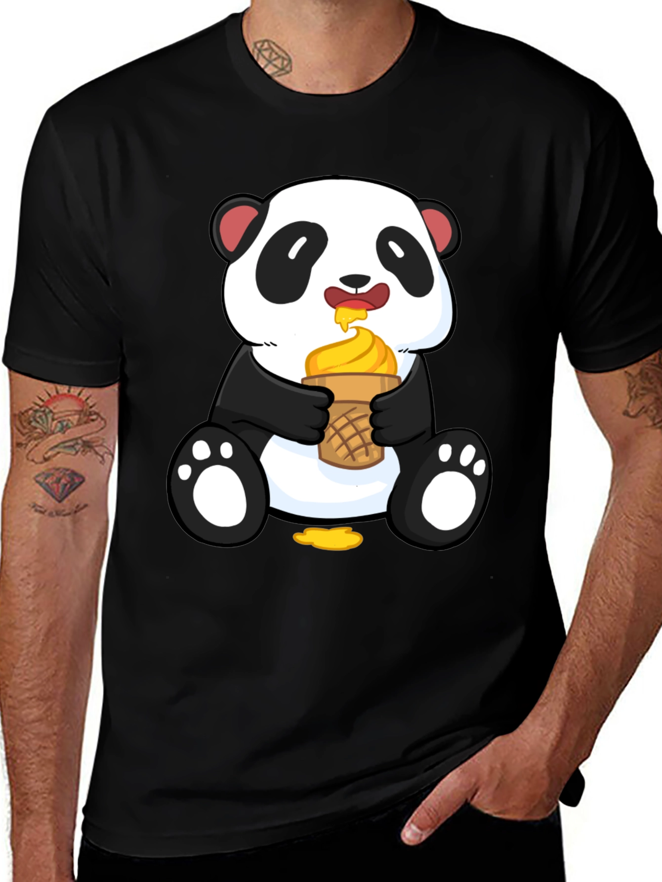 Variant 17 of Panda Eating Ice Cream Graphic Tee