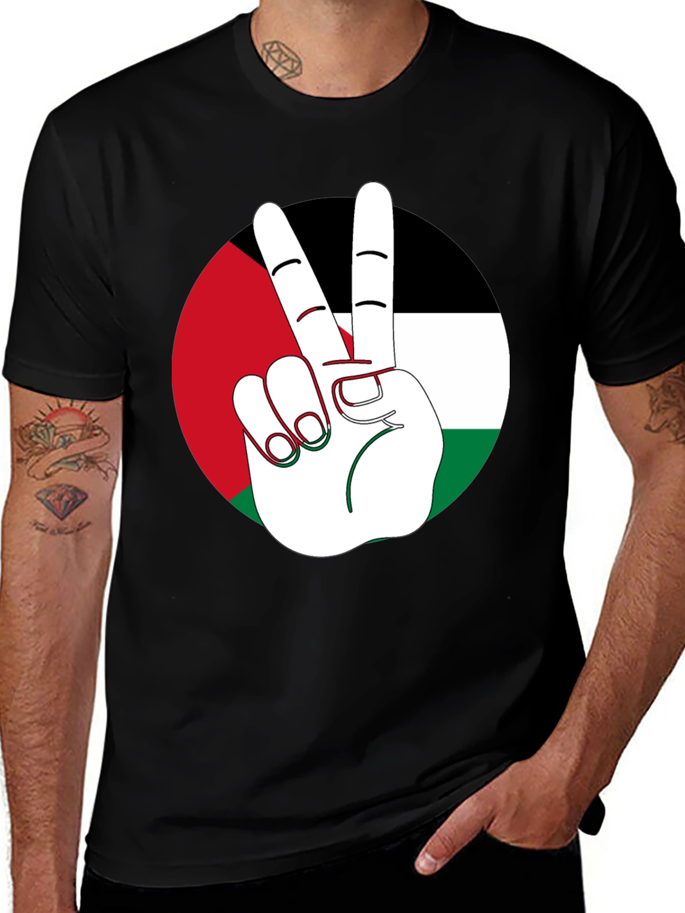 Variant 15 of Palestine Flag Peace Sign T-Shirt