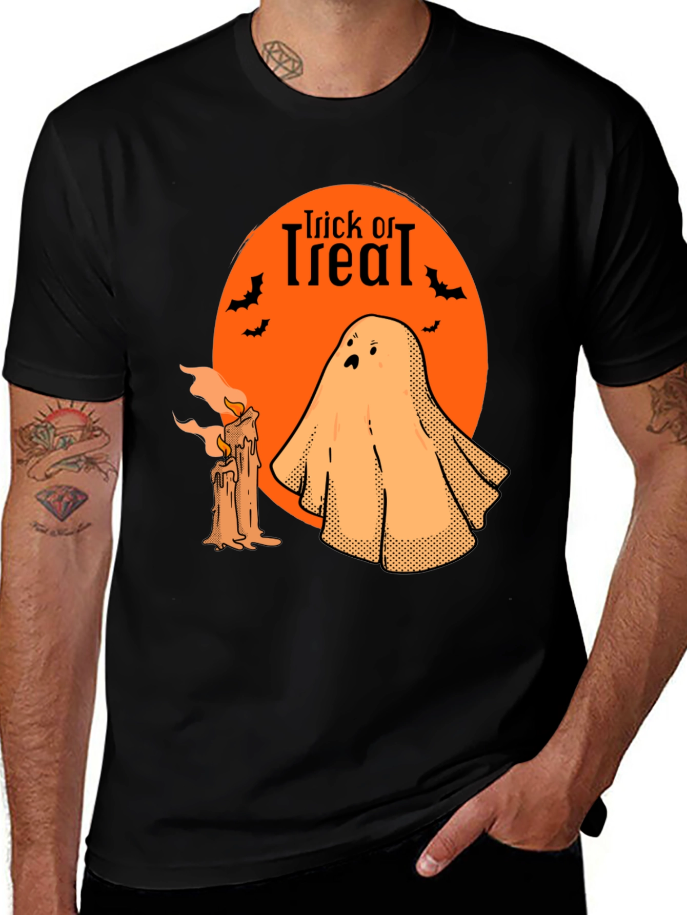 Spooky Halloween Ghost Graphic T-Shirt - Trick or Treat Tee