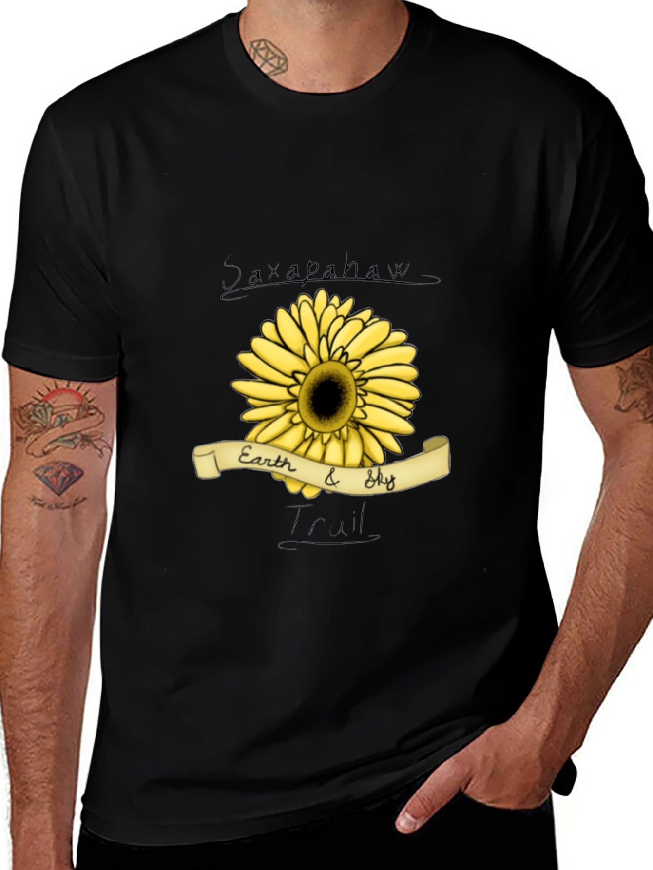Variant 30 of Earth & Sky Sunflower Graphic Tee - Black Cotton