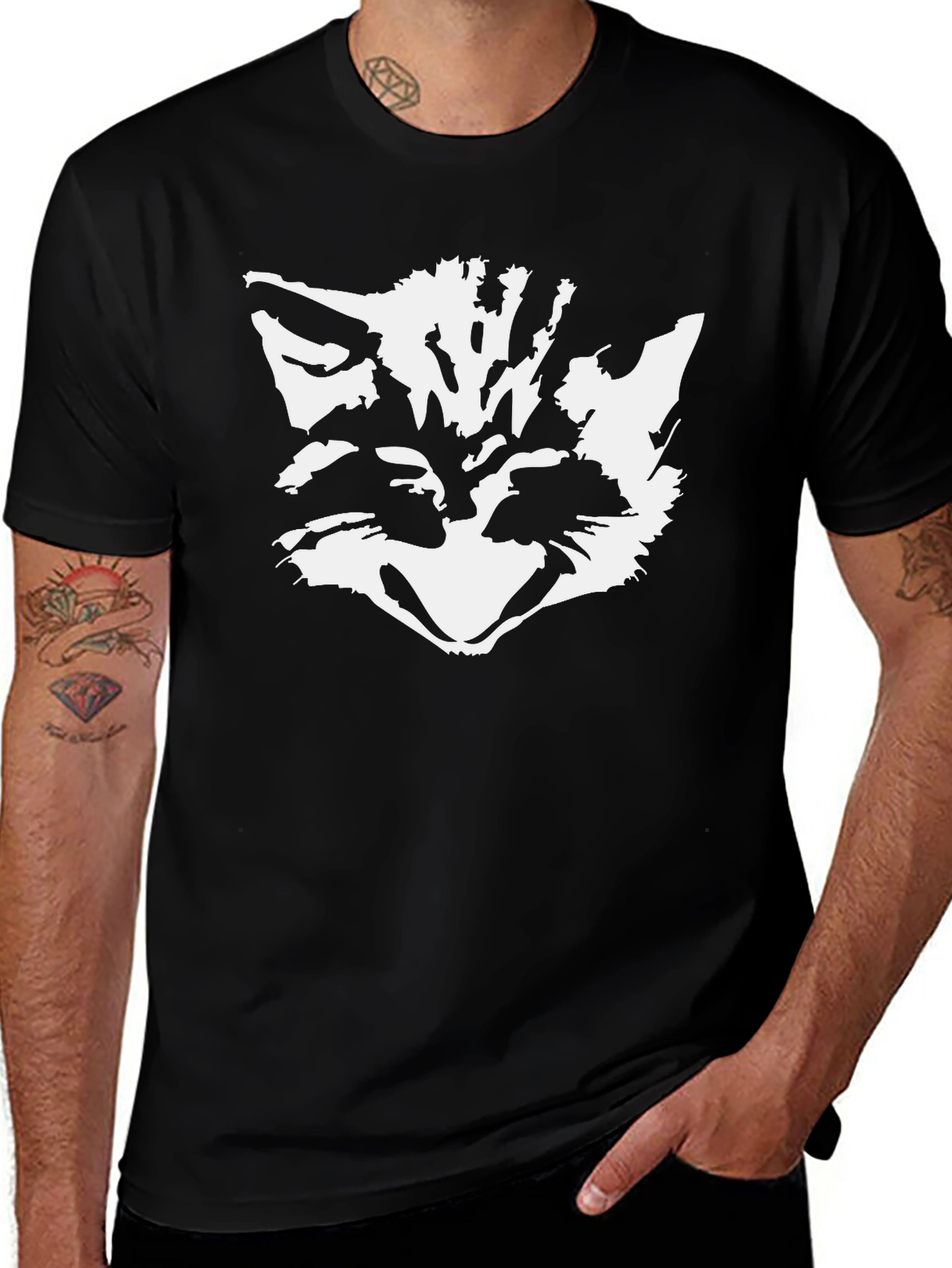 Variant 20 of Cool Cat Graphic Tee - Unisex Black T-Shirt