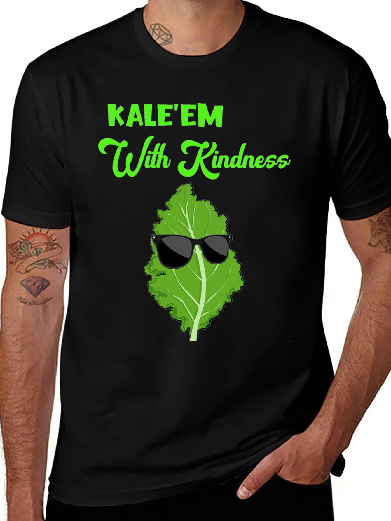 KALE'EM With Kindness T-Shirt, Cool Vegan Tee