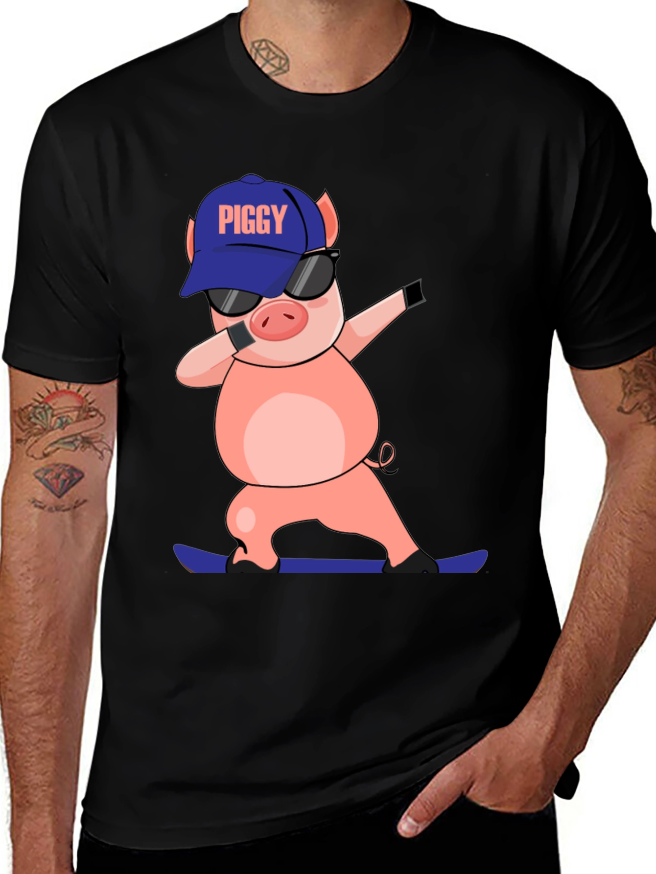 Variant 29 of Dabbing Piggy T-Shirt - Cool Cartoon Tee