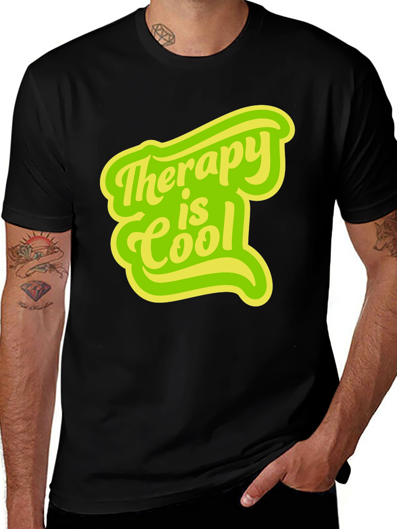 Variant 19 of Therapy is Cool Graphic Tee - Black