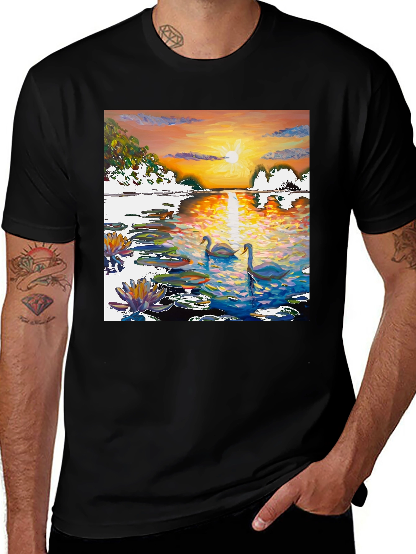 Variant 28 of Swan Sunset Art T-Shirt
