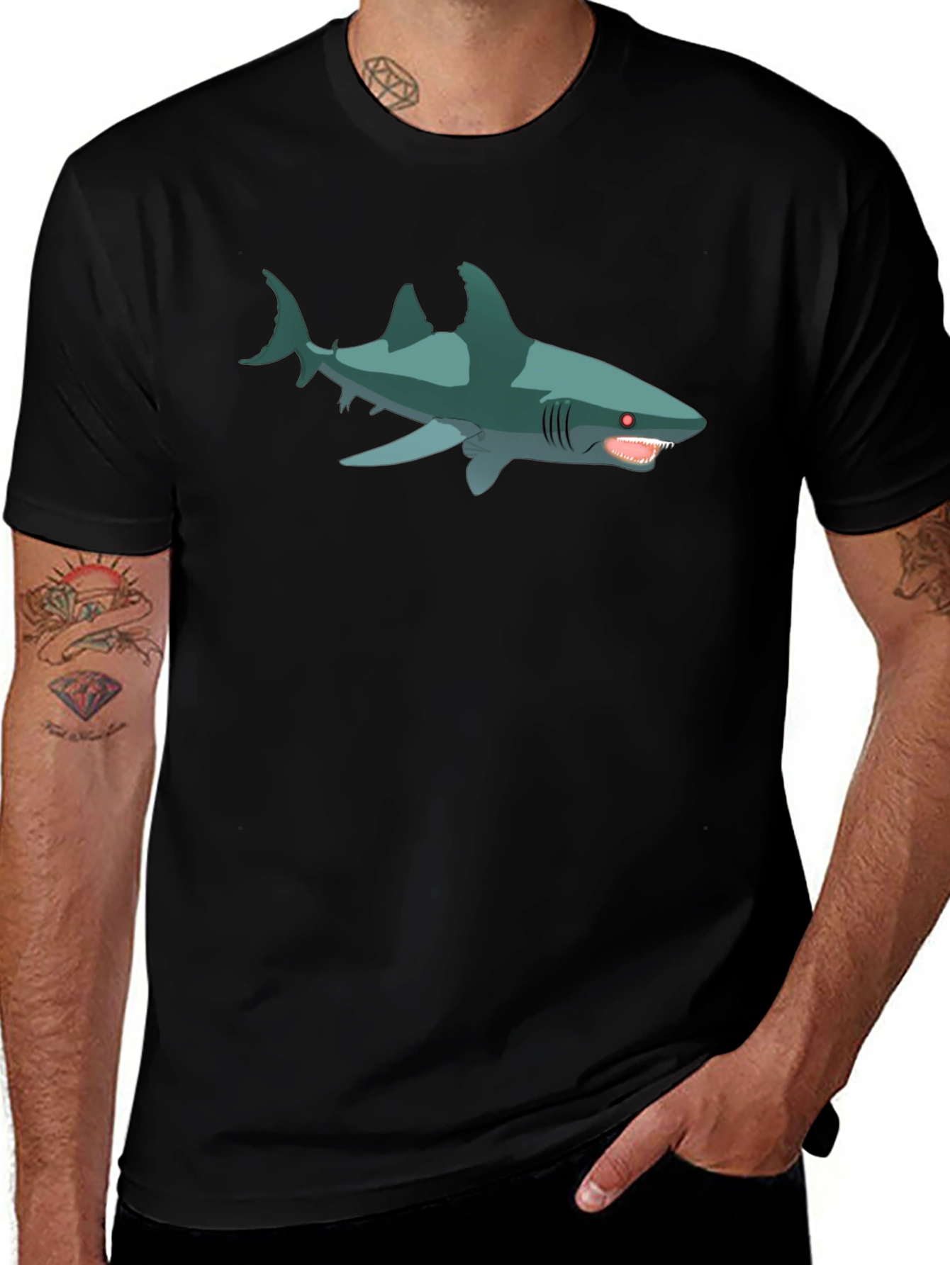 Variant 9 of Shark Graphic T-Shirt - Men's Black Tee