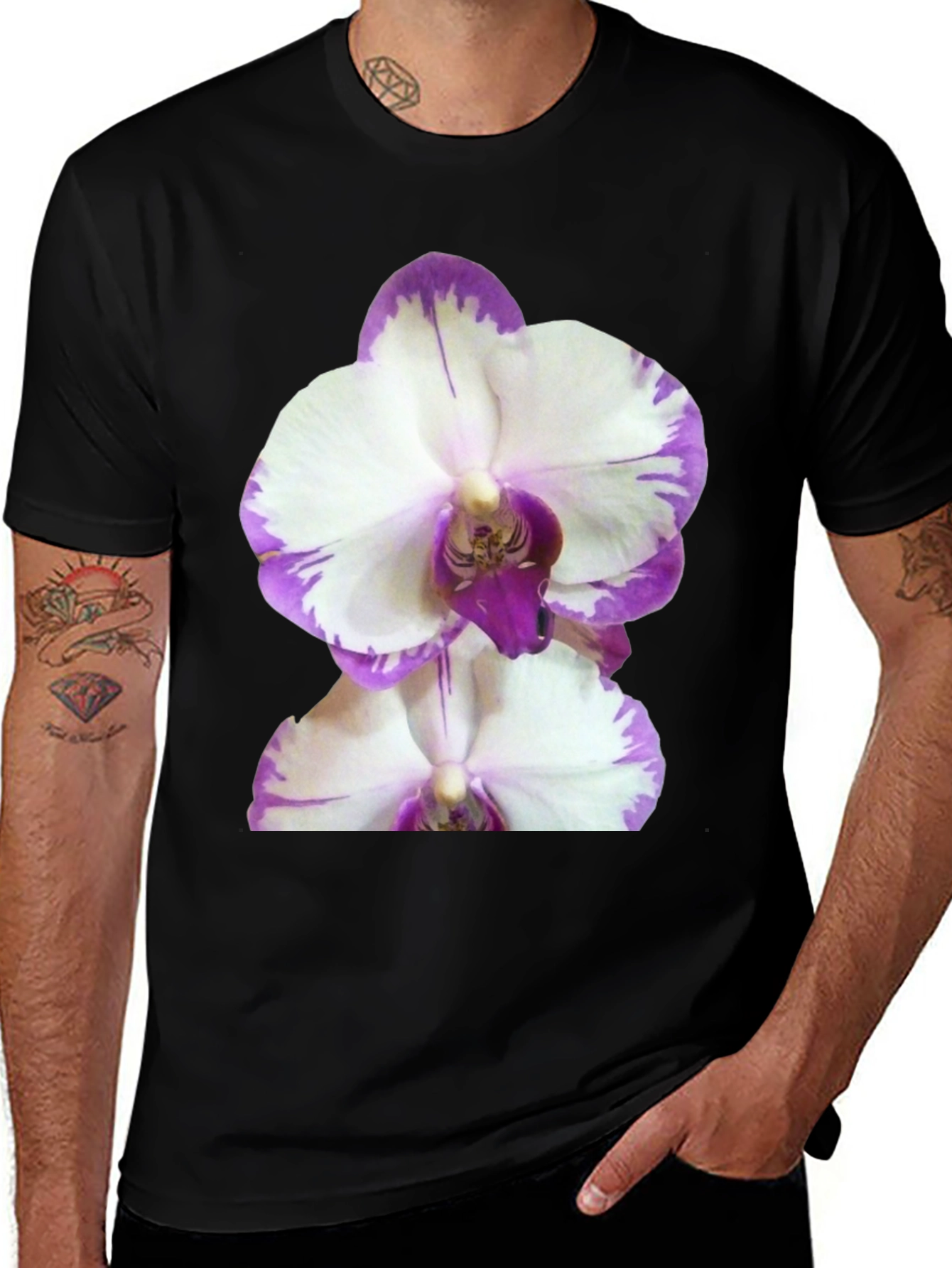 Variant 29 of Orchid Graphic Print Black T-Shirt