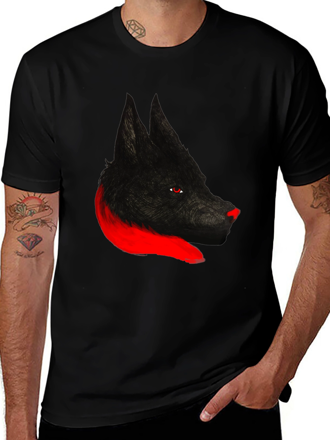 Variant 9 of Black Wolf Graphic Tee - Men's Short Sleeve Crew Neck