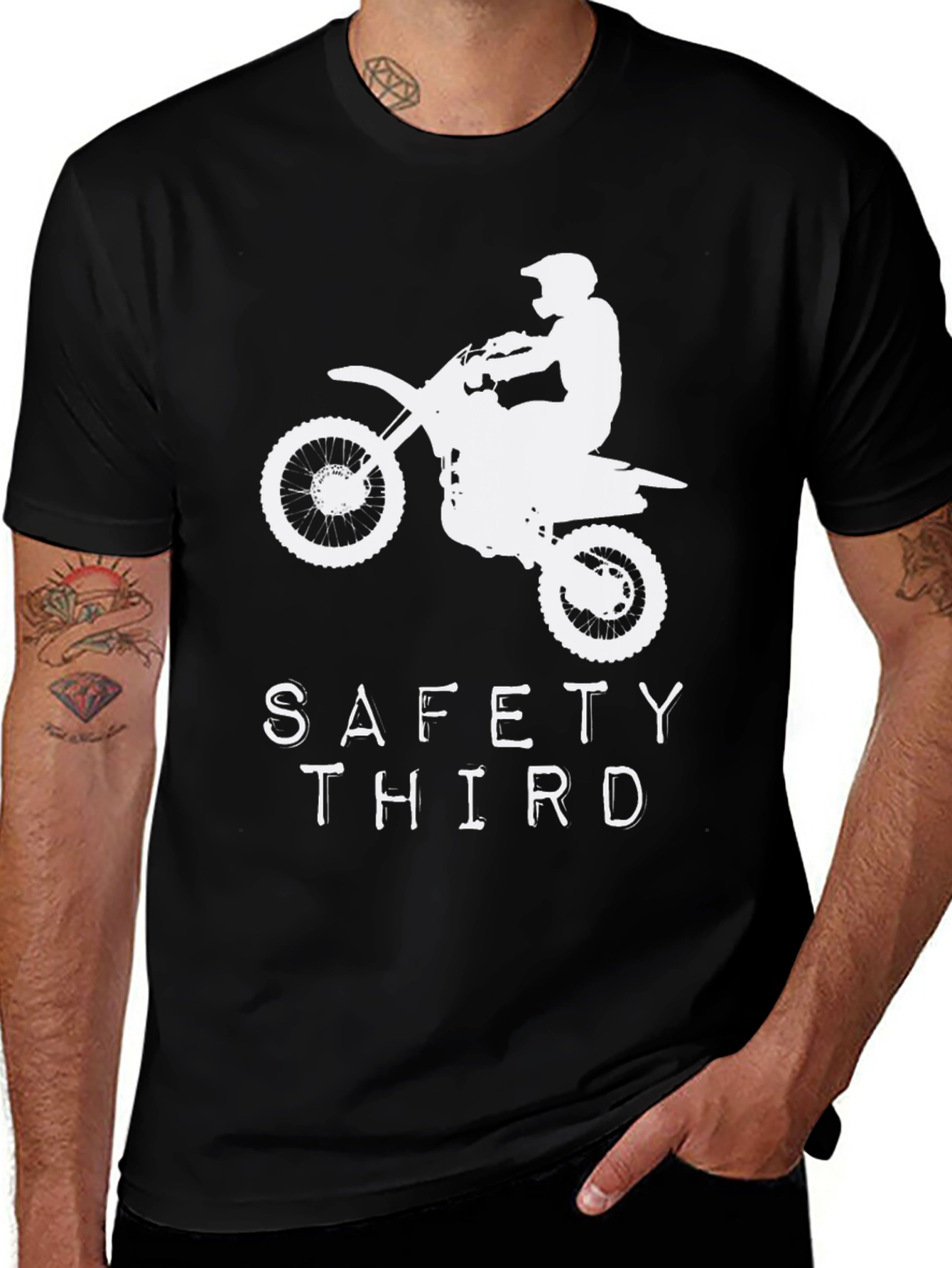 Variant 26 of Safety Third Dirt Bike Graphic Tee - Black