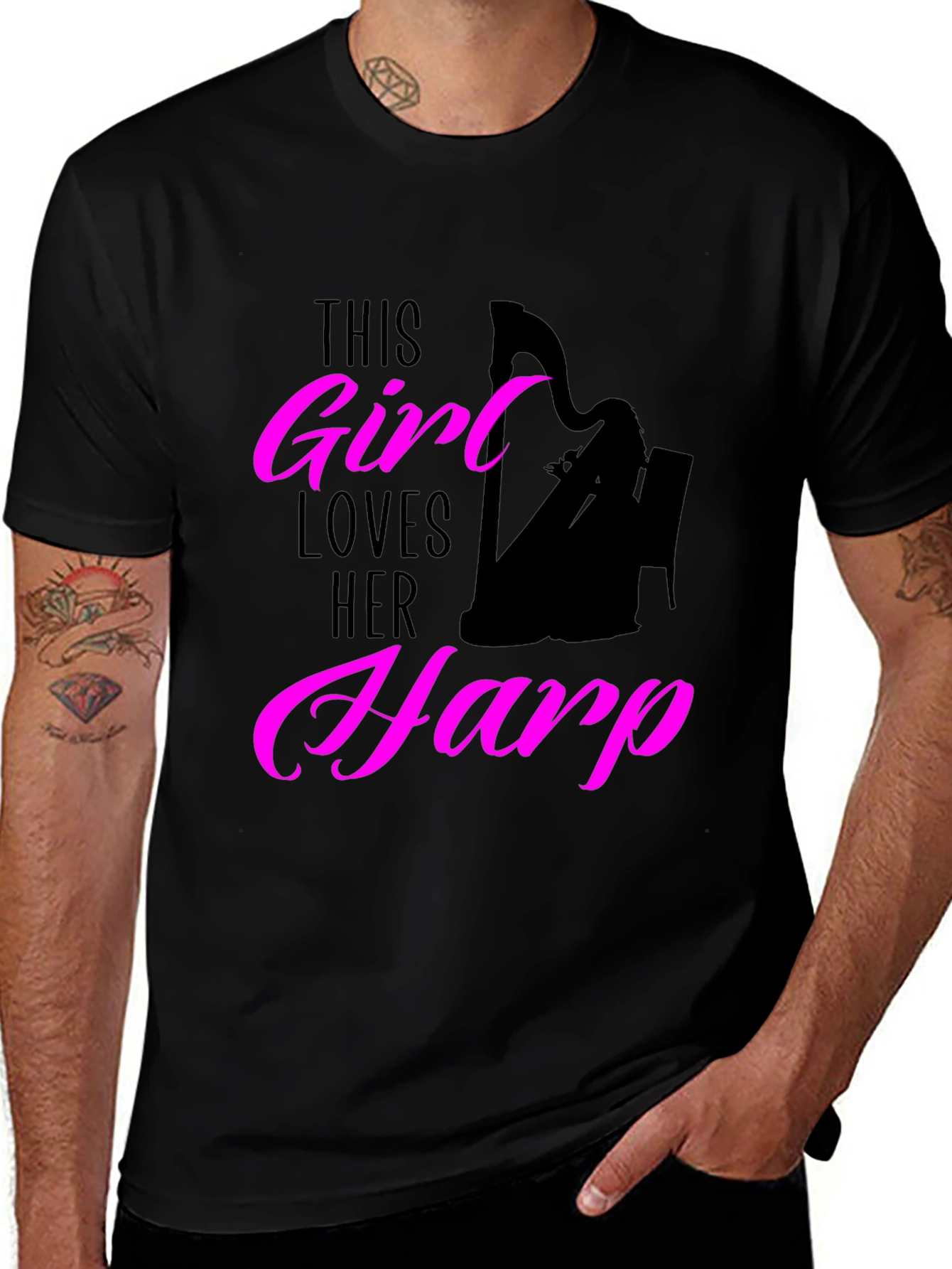 Variant 21 of This Girl Loves Her Harp Black T-Shirt