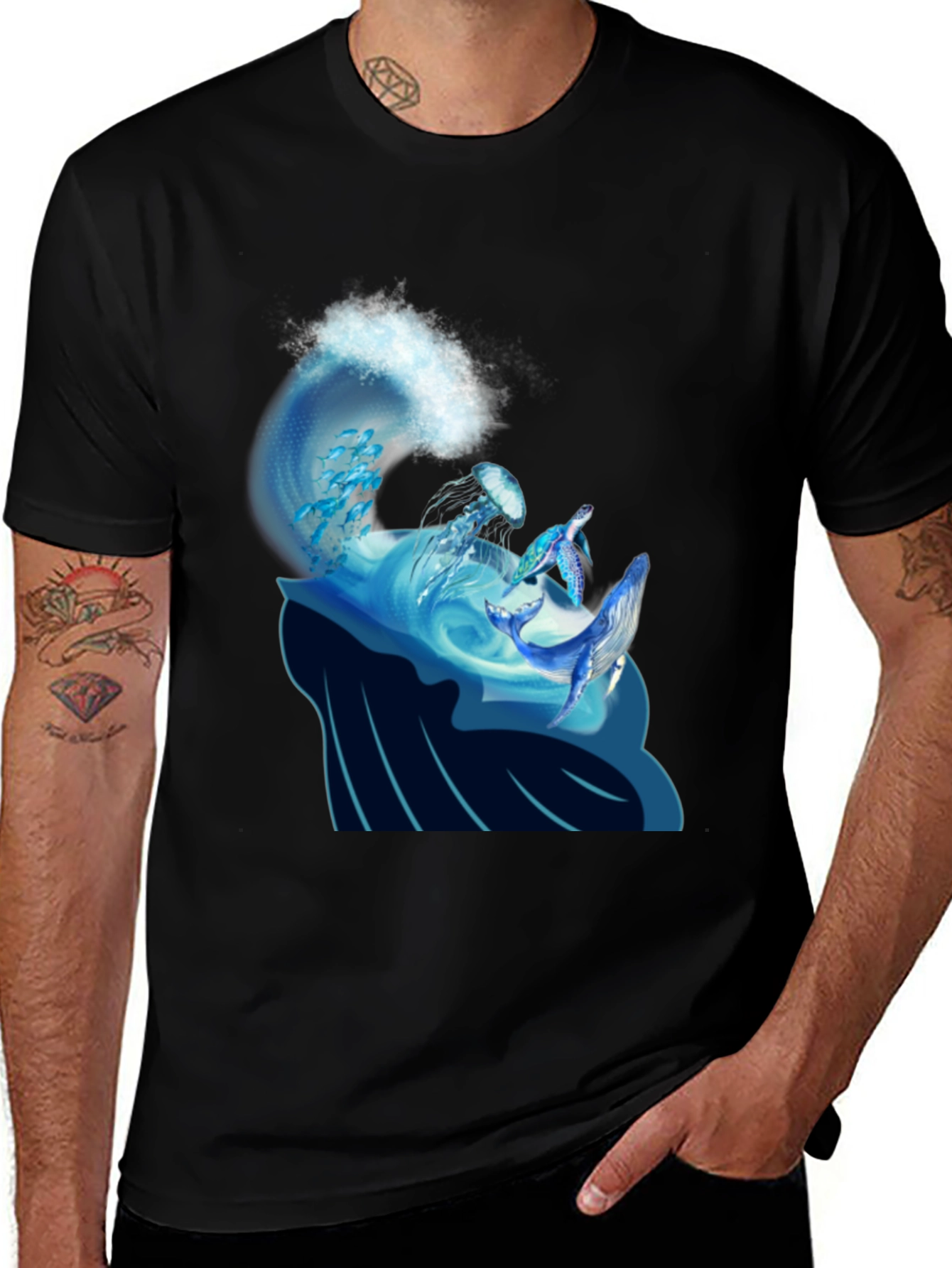 Variant 15 of Ocean Wave Print T-Shirt