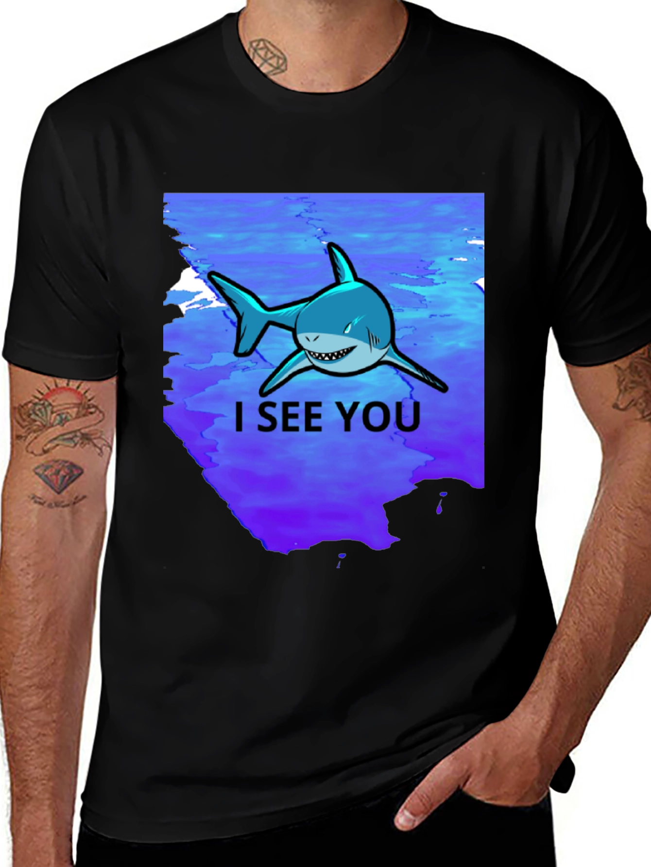 Variant 26 of Shark Graphic T-Shirt - "I See You" Design