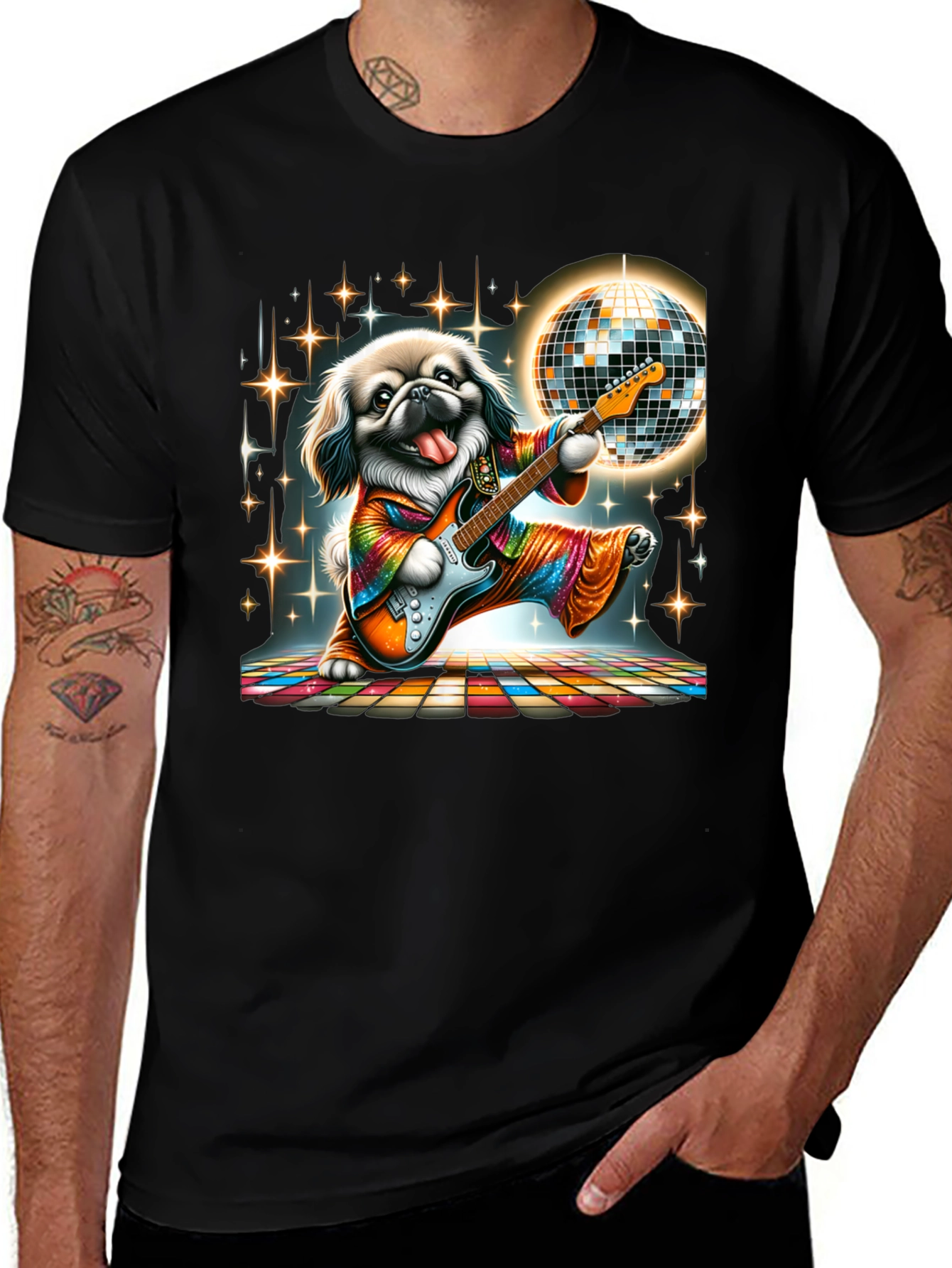 Variant 9 of Dog Guitarist Disco T-Shirt