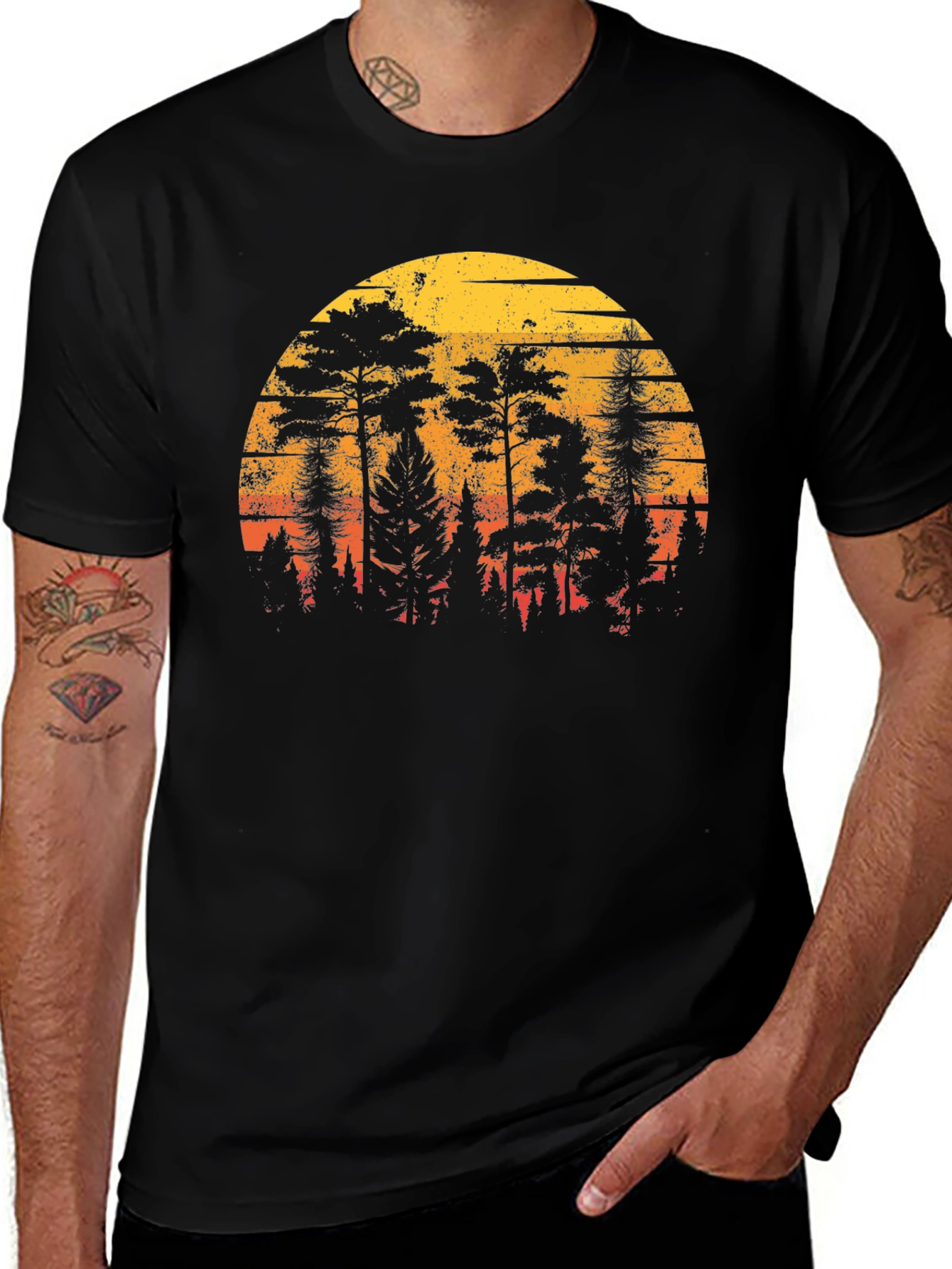 Variant 30 of Retro Sunset Forest Graphic T-Shirt