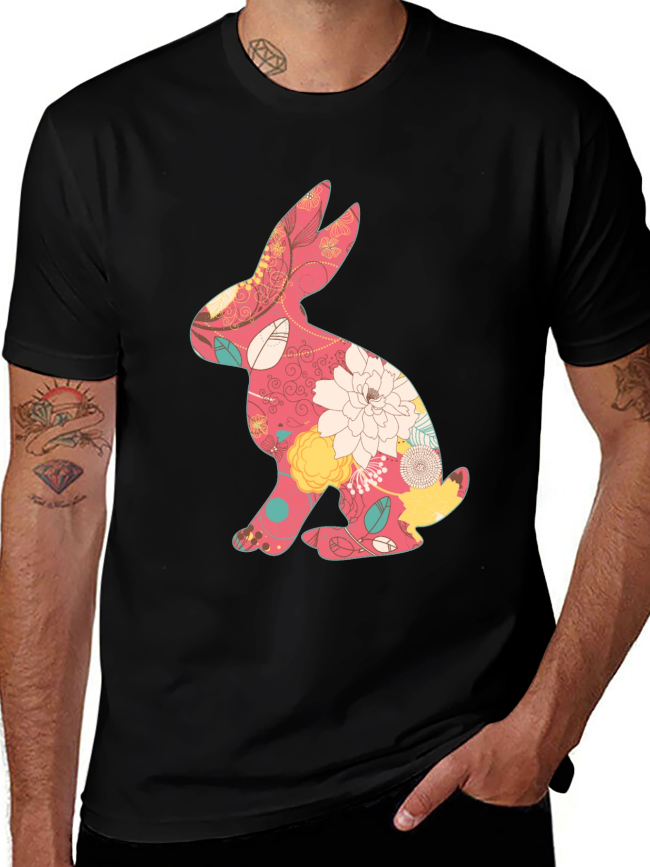 Variant 13 of Floral Bunny T-Shirt - Easter Spring Style