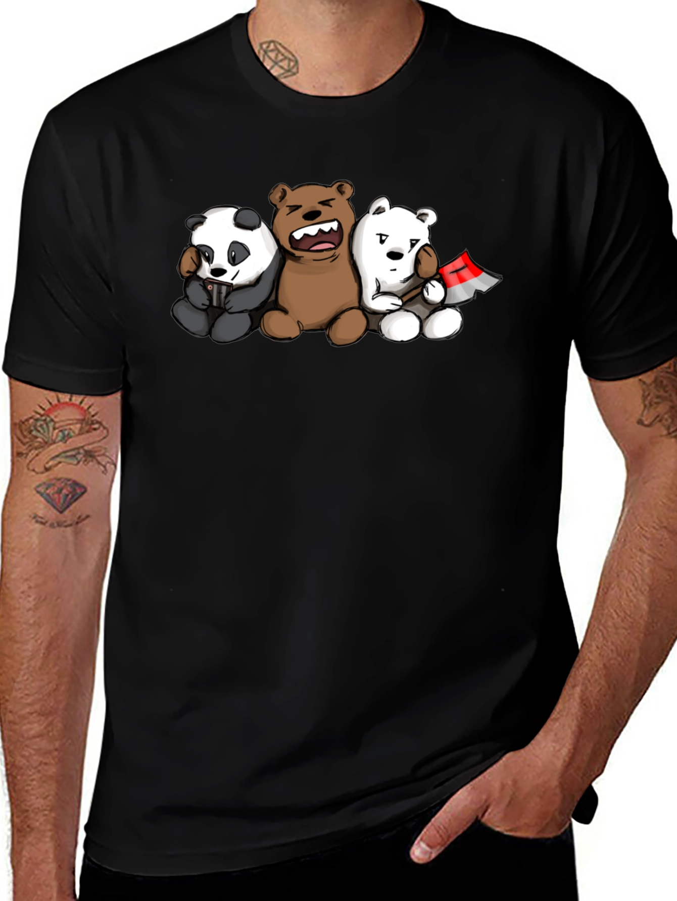 Variant 14 of We Bare Bears Black T-Shirt