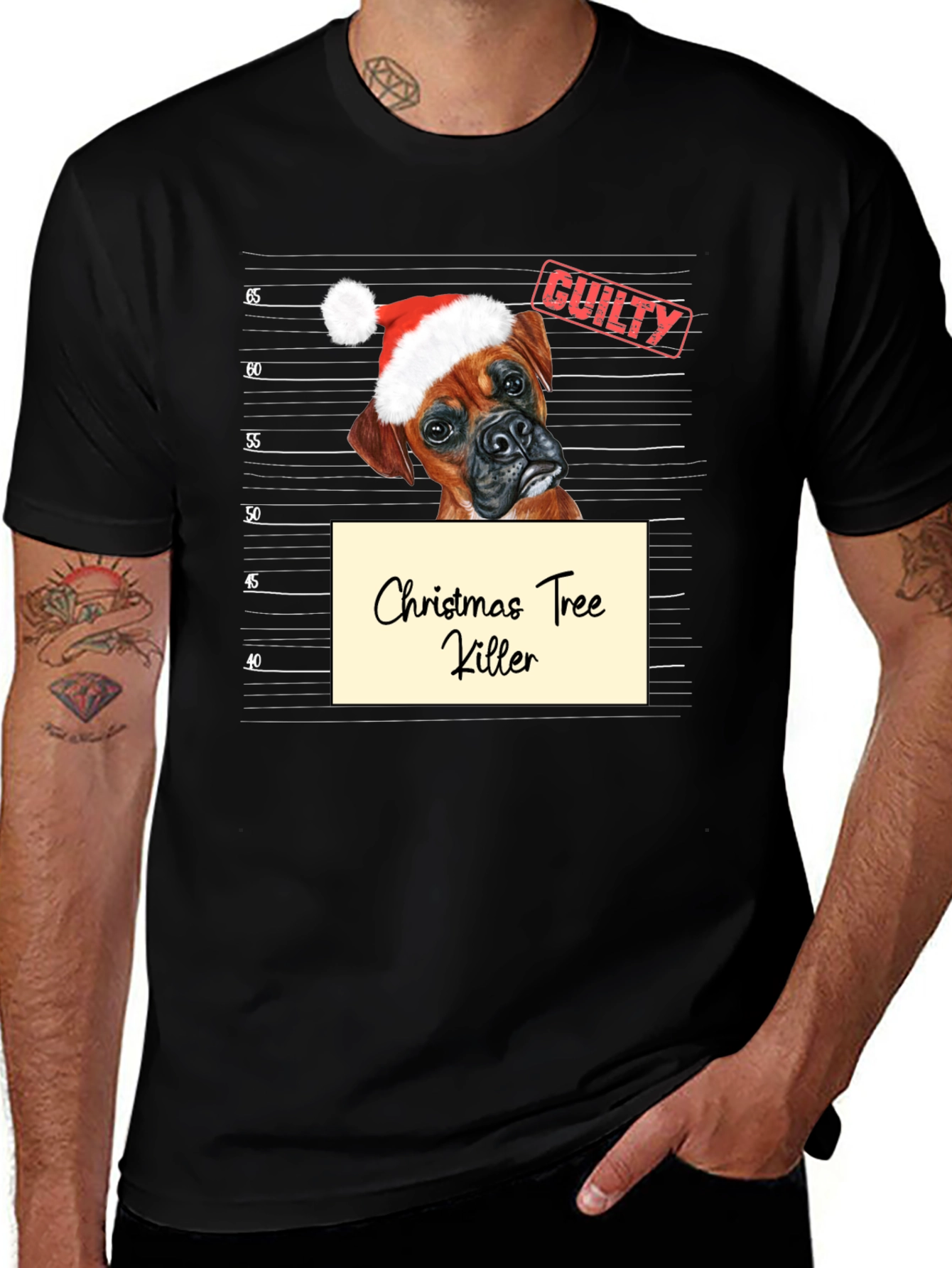 Variant 3 of Christmas Tree Killer Dog T-Shirt