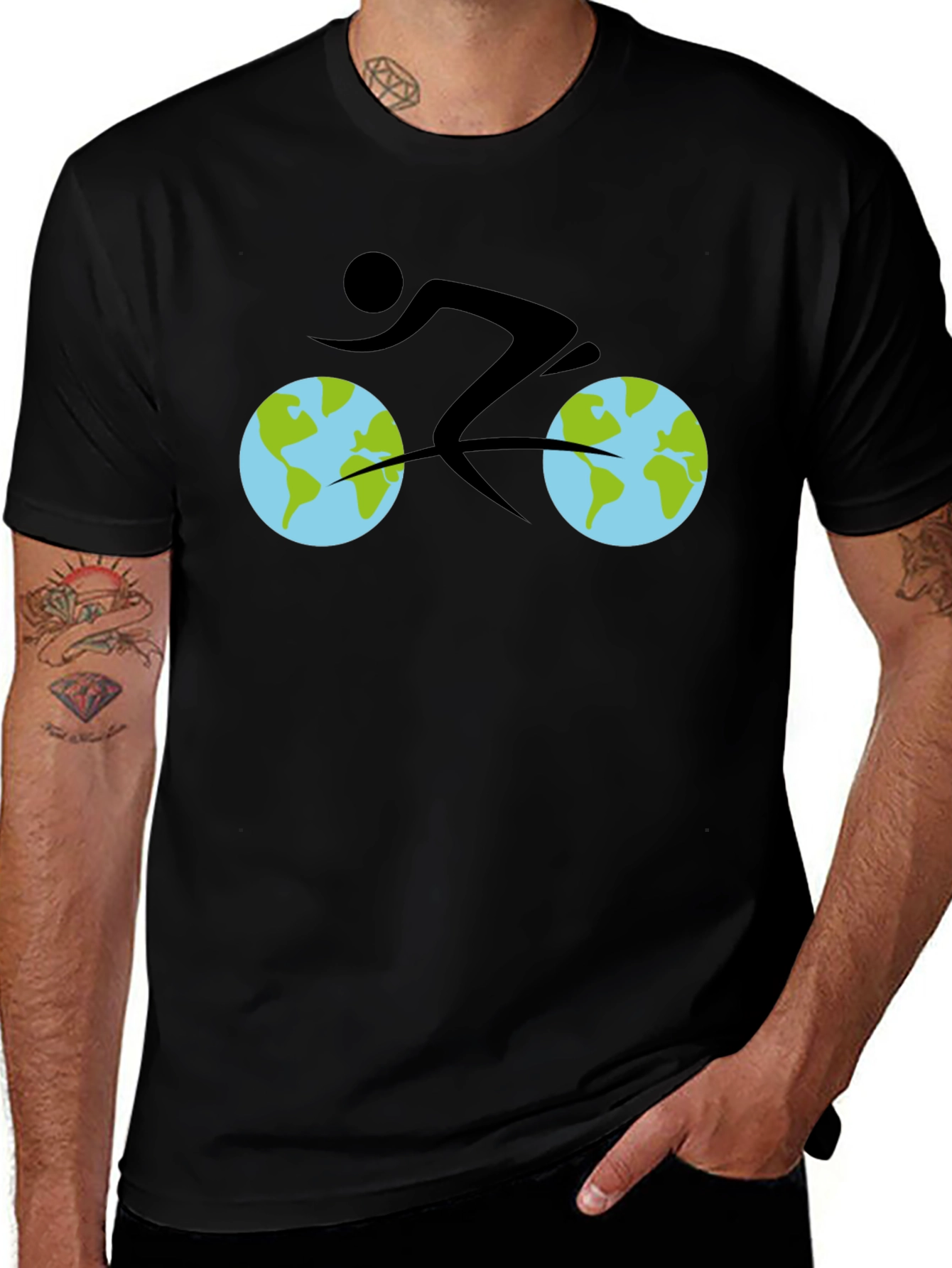 Variant 7 of Earth Cyclist Graphic Tee - Black Cotton