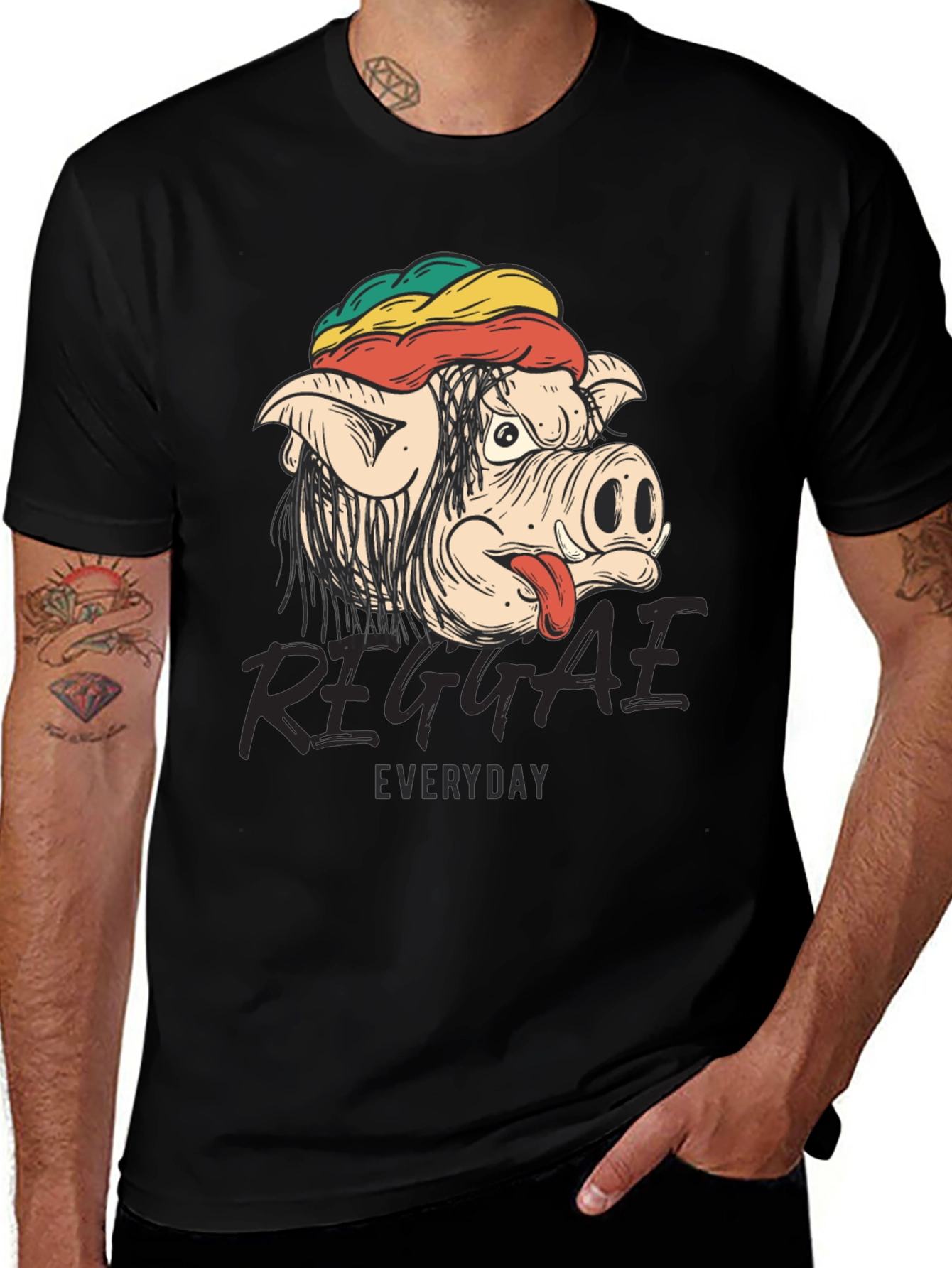 Variant 9 of Reggae Pig Graphic T-Shirt - Everyday Style