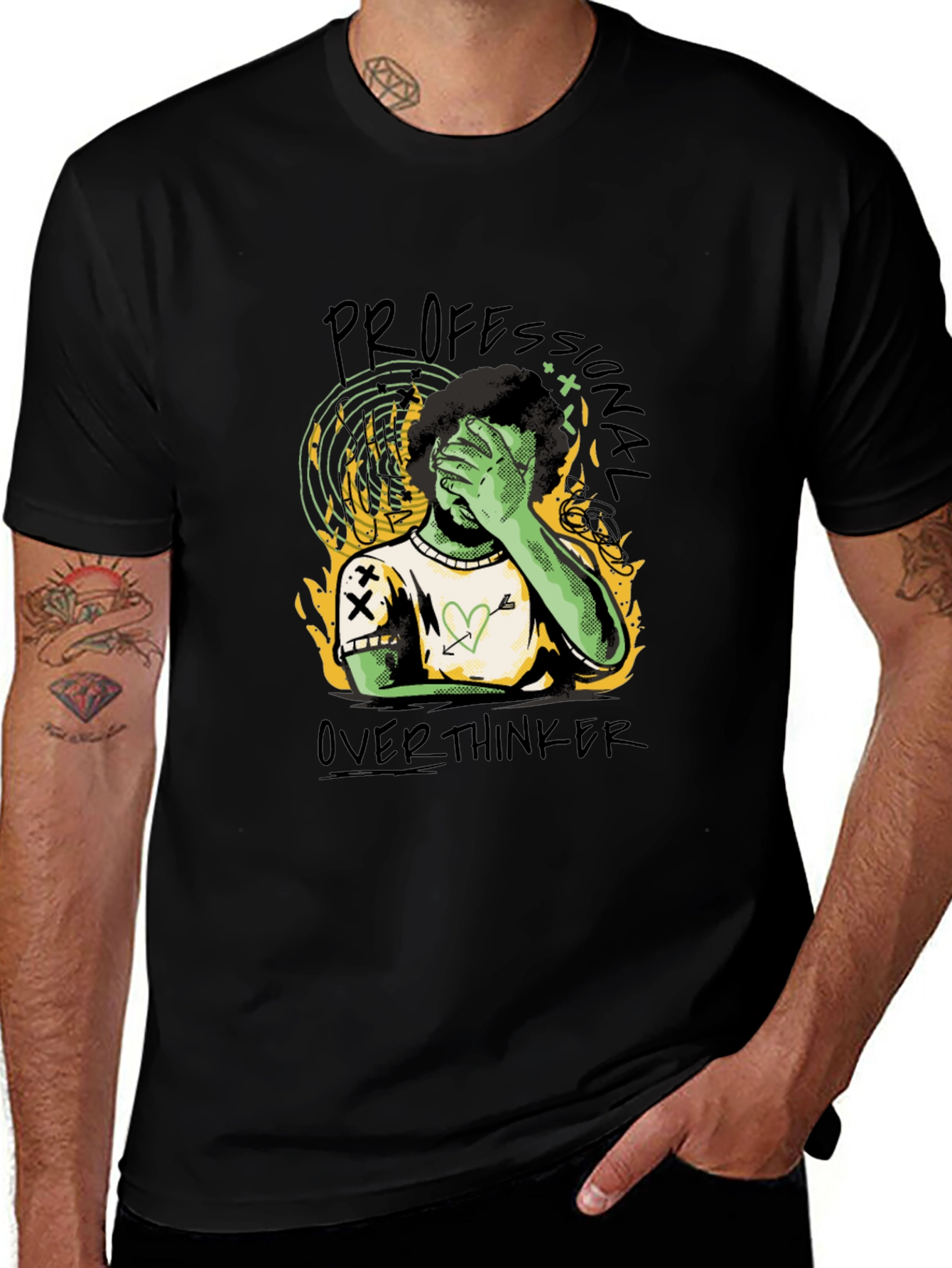 Variant 22 of Professional Overthinker Graphic Tee - Black