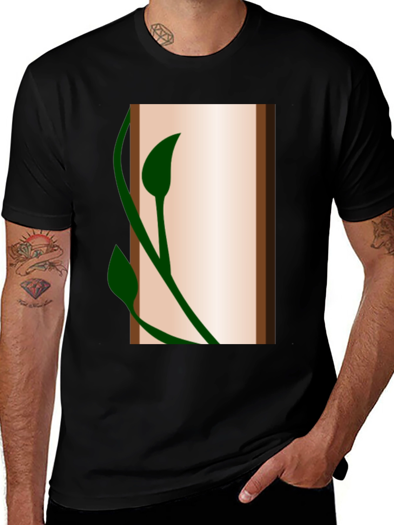 Variant 28 of Abstract Leaf Graphic Black Tee