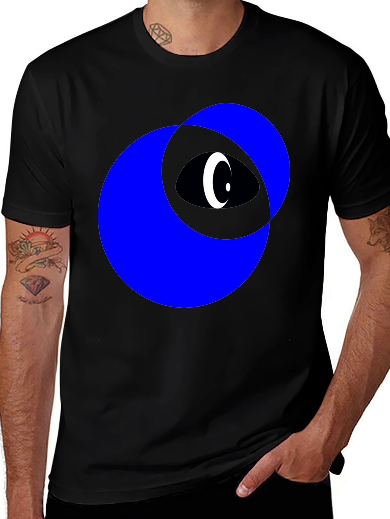 Variant 24 of Abstract Eye Graphic Tee - Men's Black T-Shirt