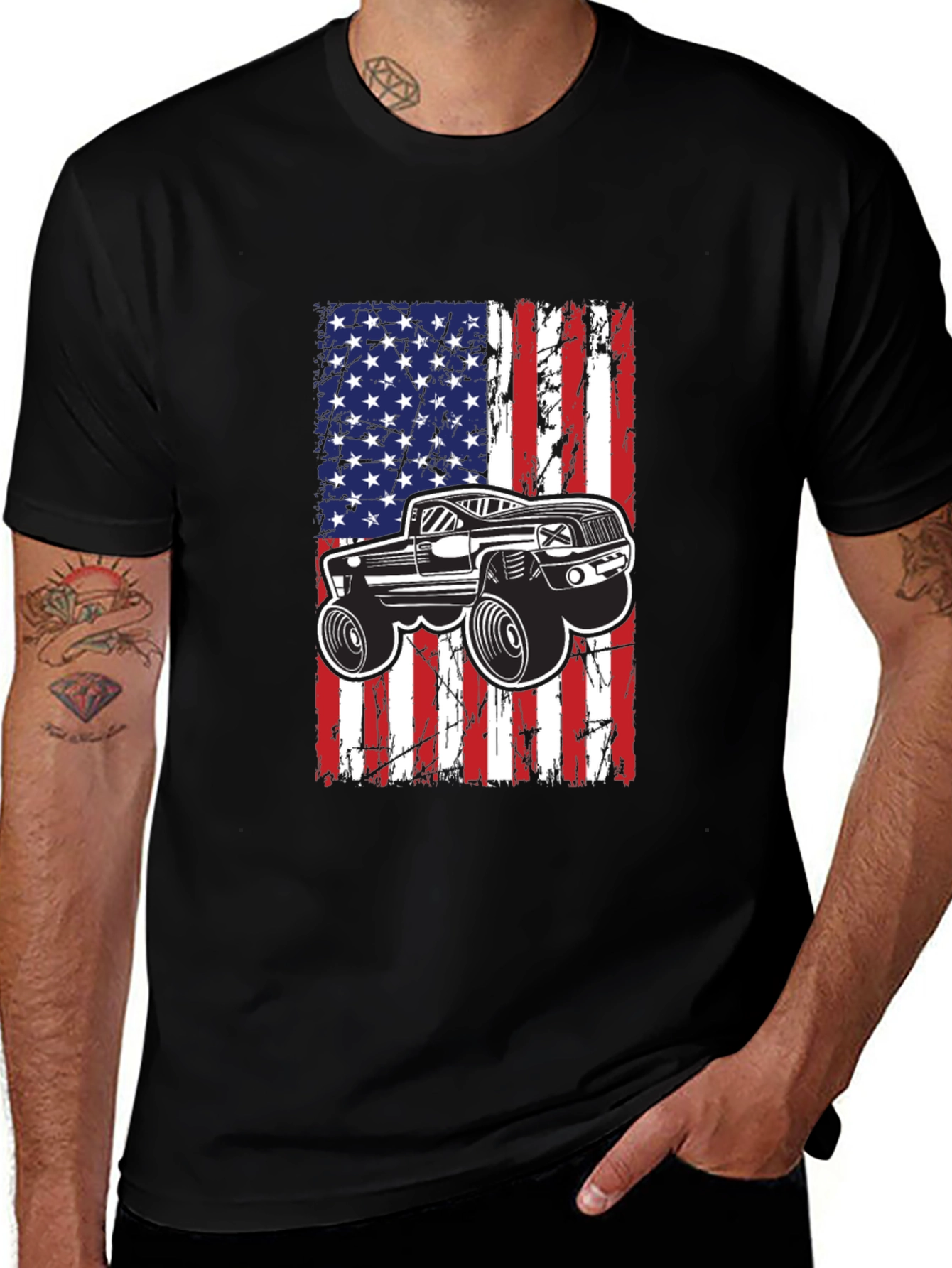 Variant 18 of American Flag Monster Truck T-Shirt
