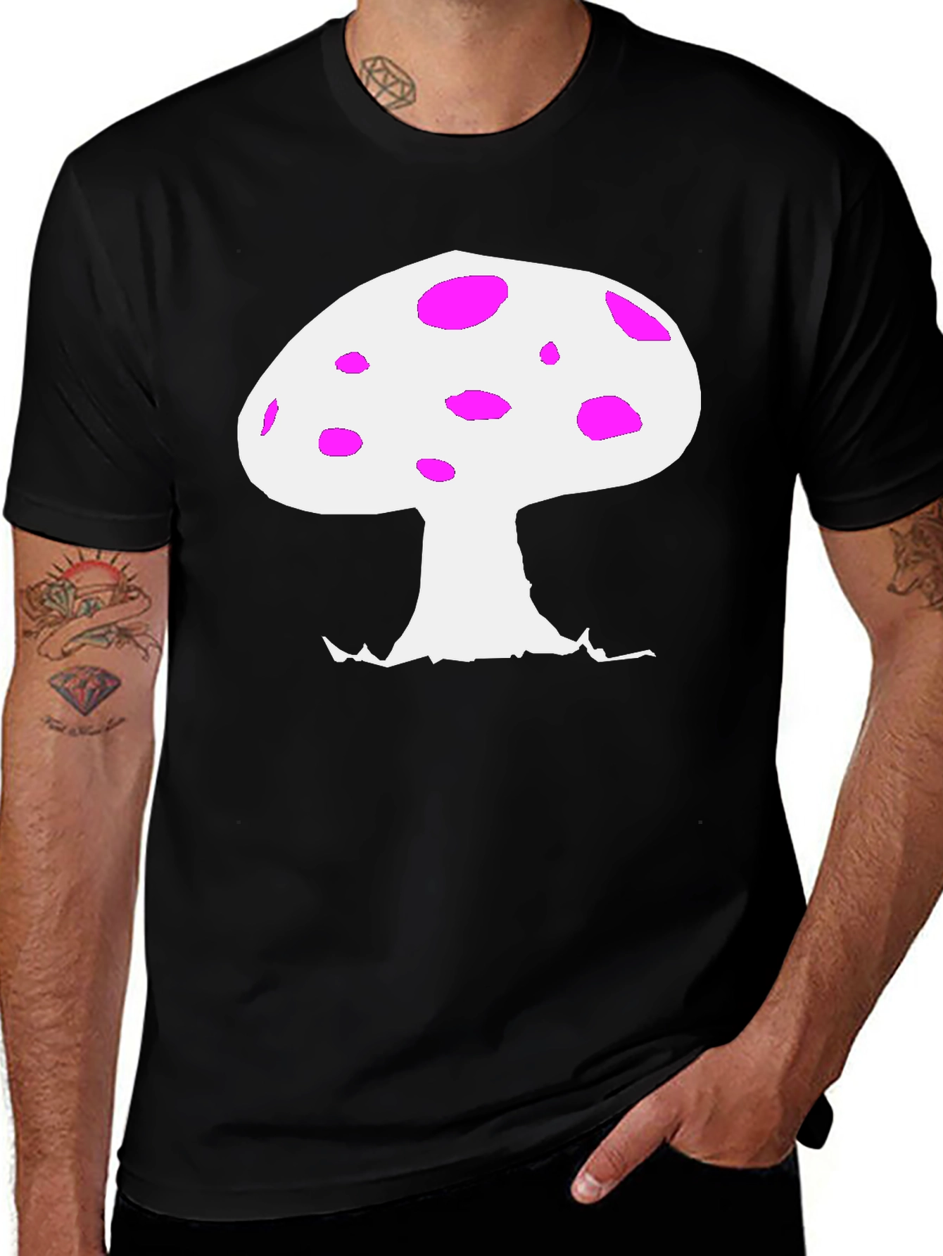 Variant 13 of Mushroom Graphic Tee - Black Casual Shirt
