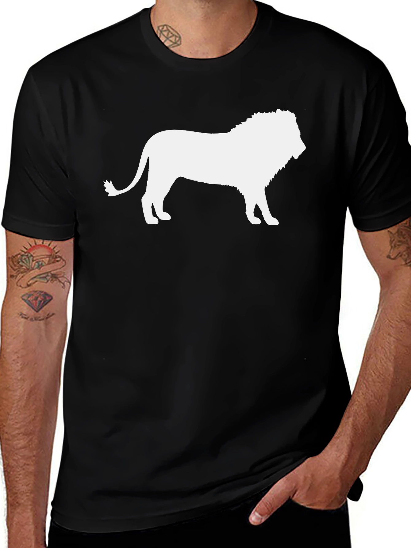 Lion Silhouette Black T-Shirt