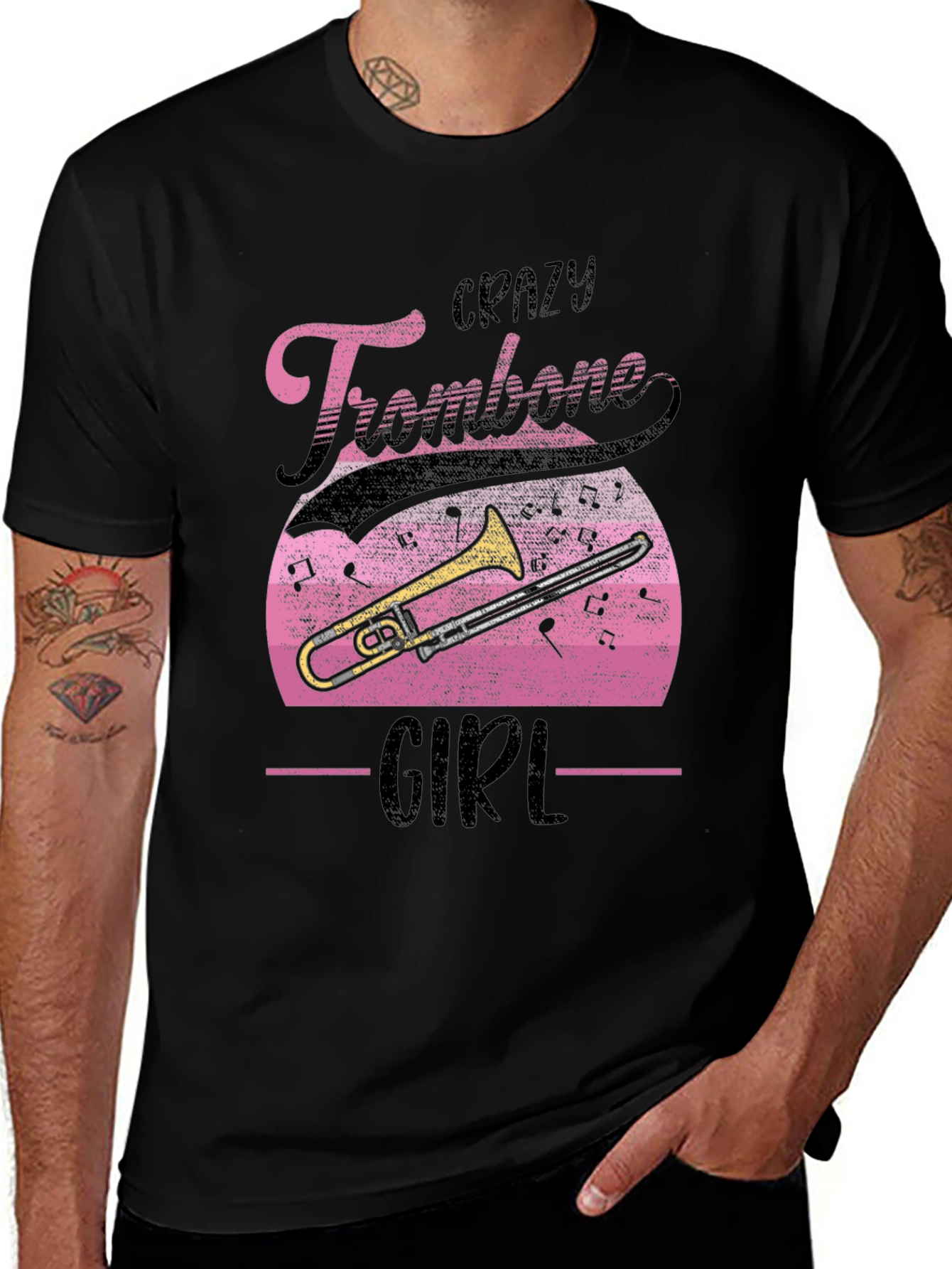Variant 20 of Crazy Trombone Girl T-Shirt - Music Lover Tee