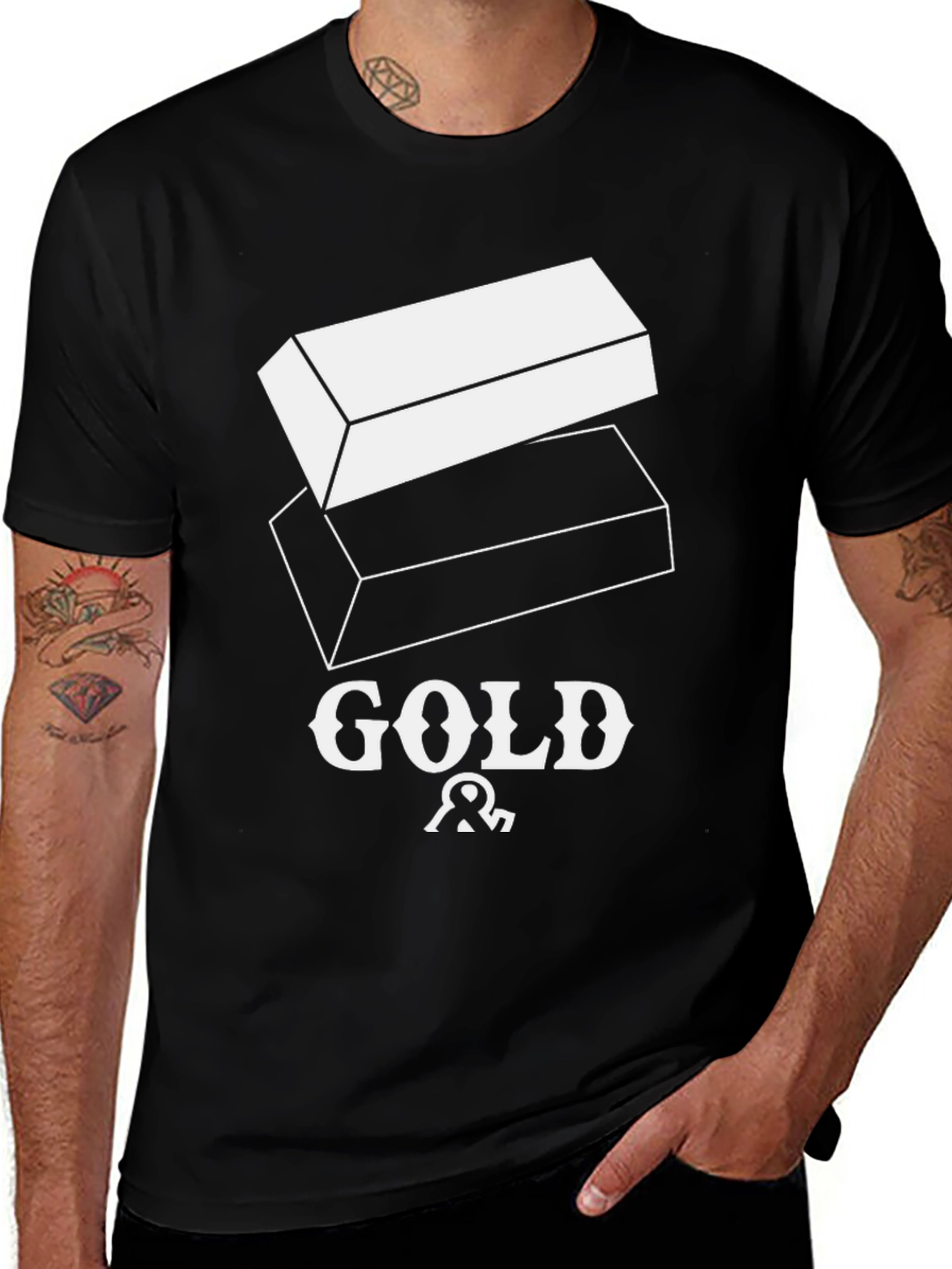 Variant 13 of Gold Bars Graphic Tee - Stylish Black T-Shirt