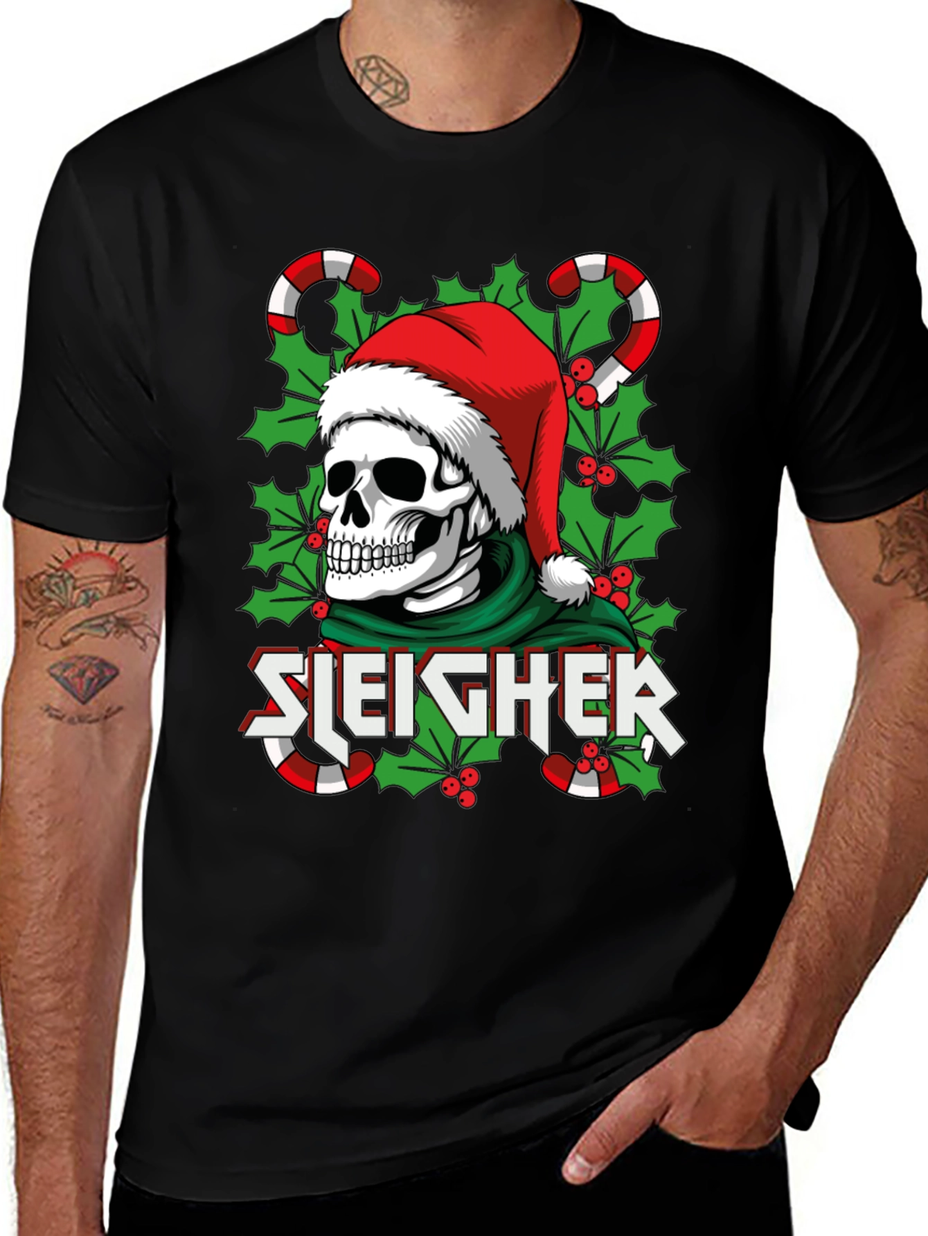 Variant 20 of Sleigher Skull Santa Holiday T-Shirt
