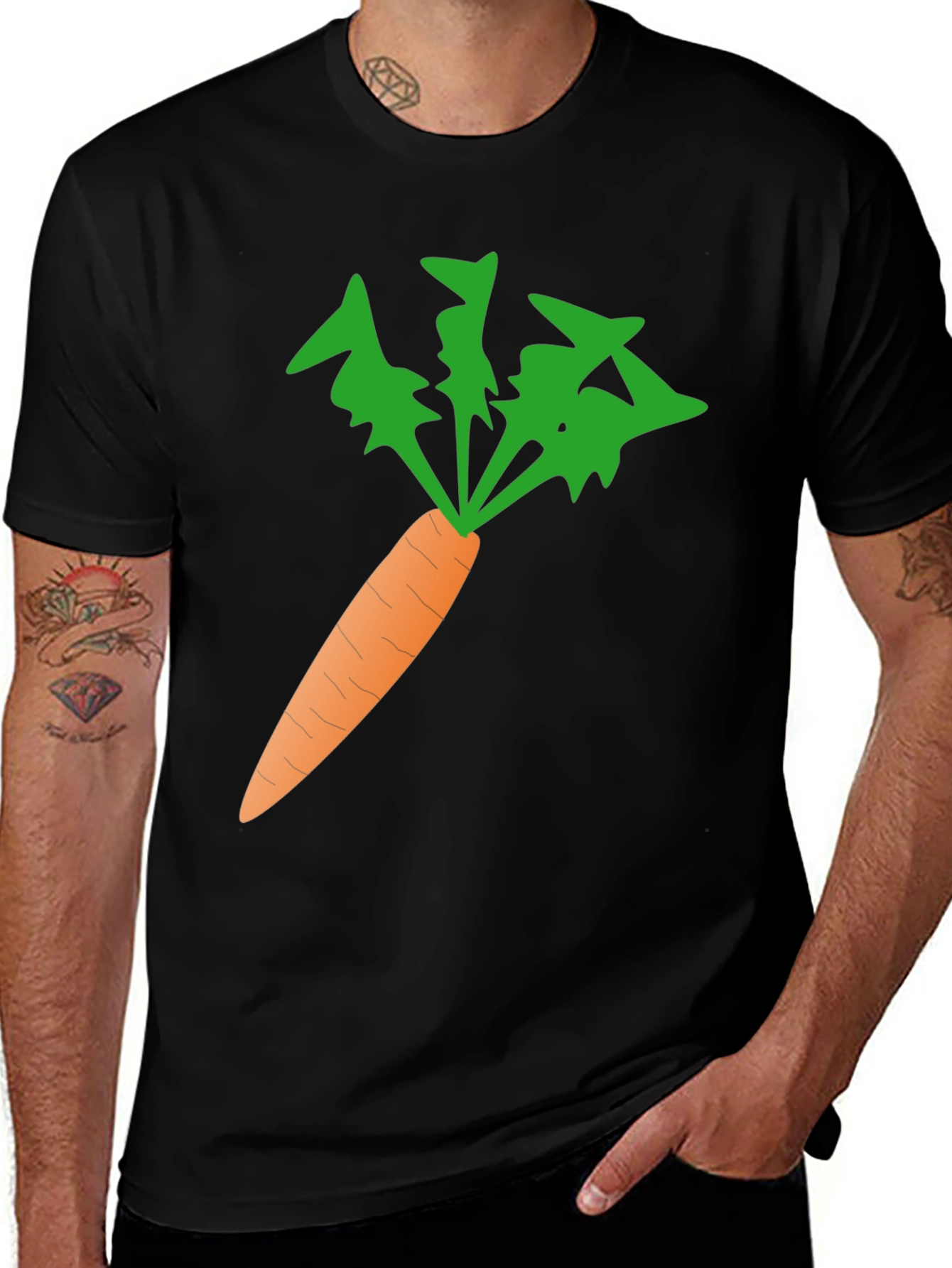 Variant 29 of Men's Carrot Graphic Tee - Black Cotton Blend