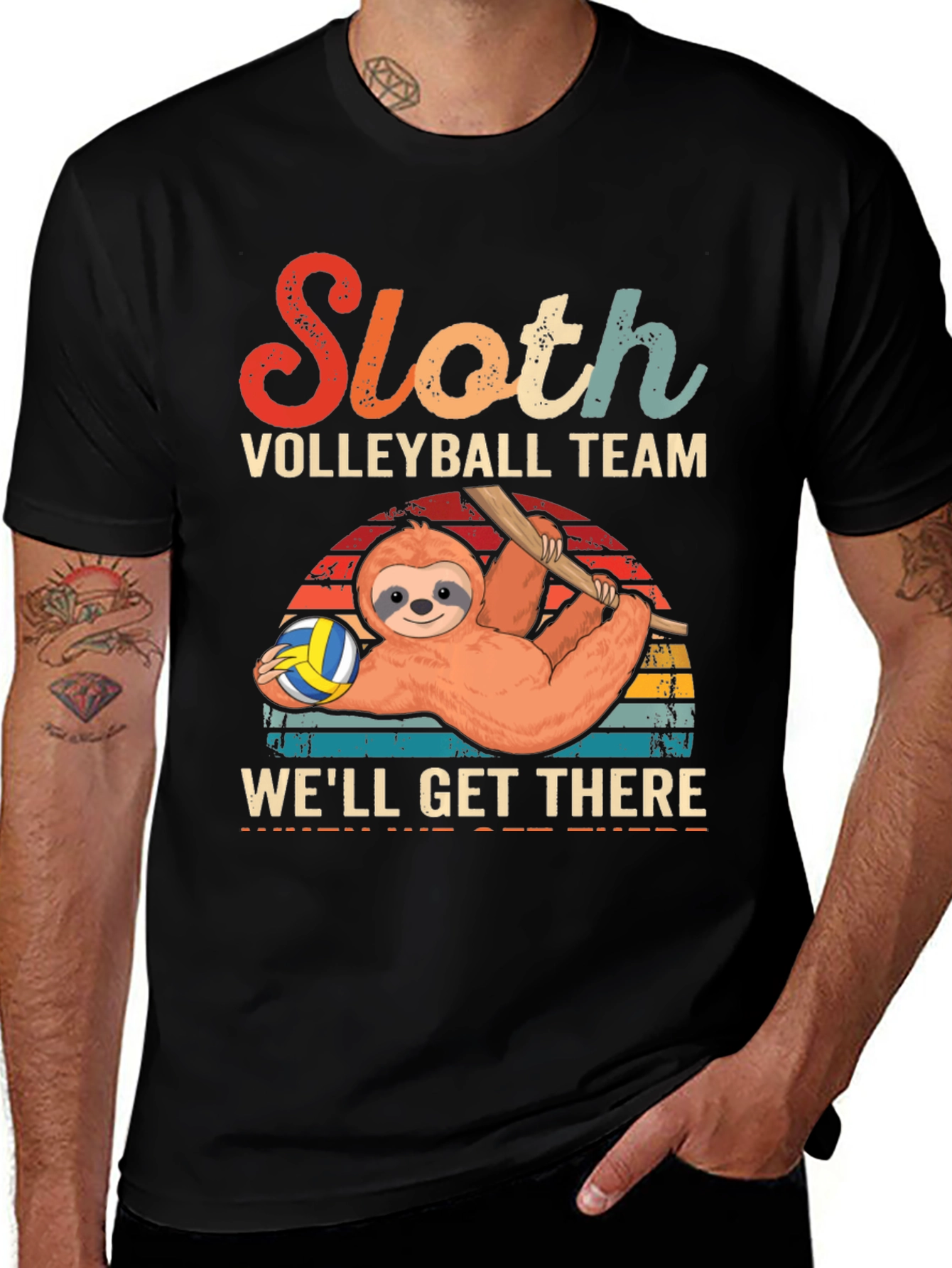 Variant 5 of Sloth Volleyball Team T-Shirt - We'll Get There!