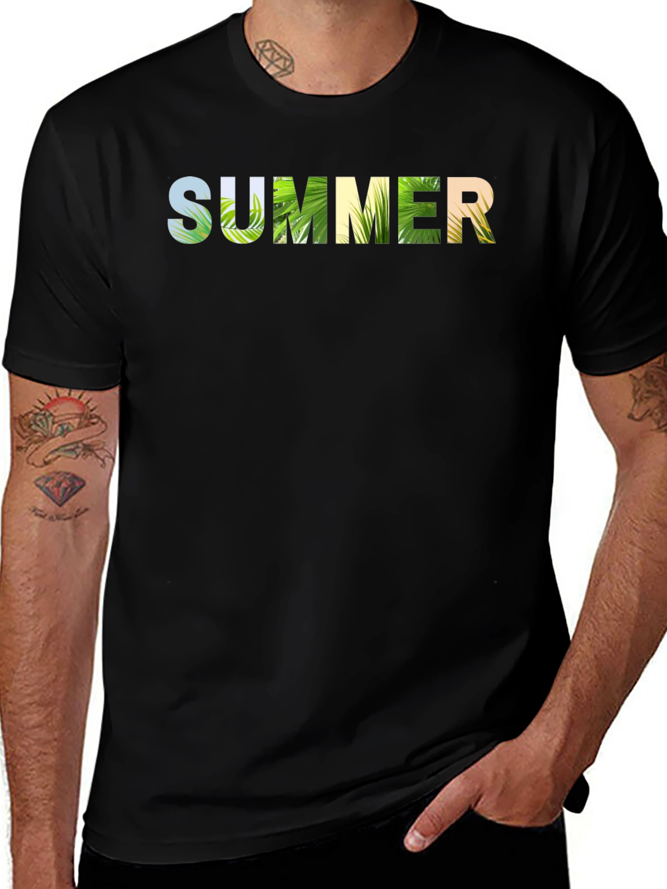 Summer Graphic Print T-Shirt - Black
