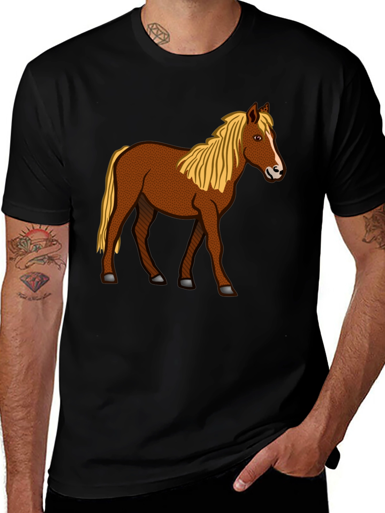 Variant 2 of Horse Graphic T-Shirt - Classic Crew Neck Tee