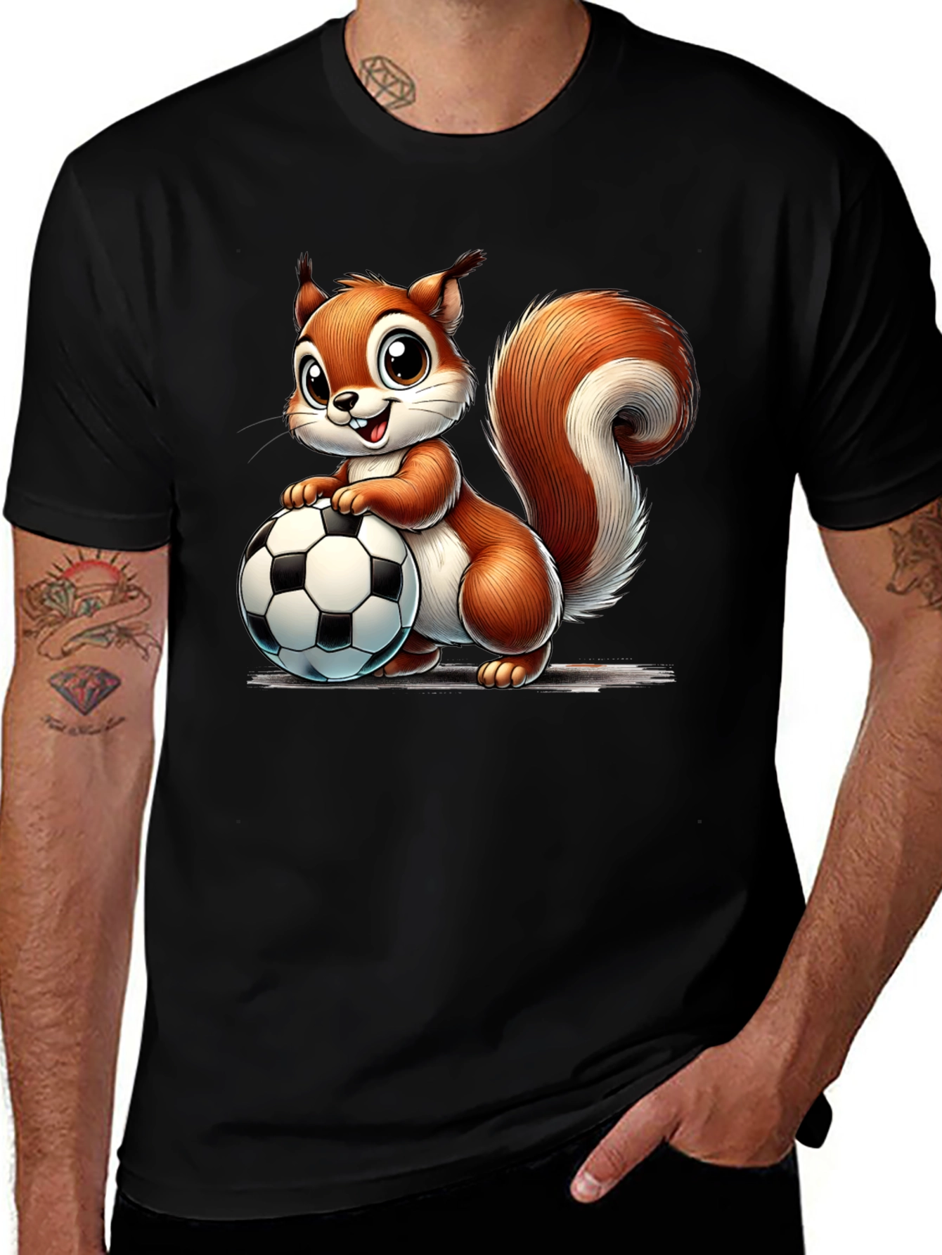 Variant 16 of Squirrel Soccer Fan T-Shirt - Black