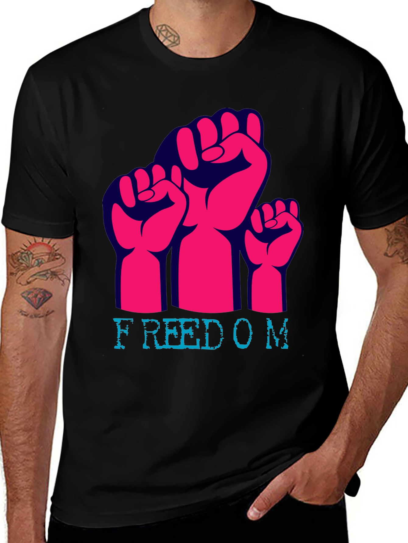 Variant 5 of Freedom Fist Graphic Tee - Black