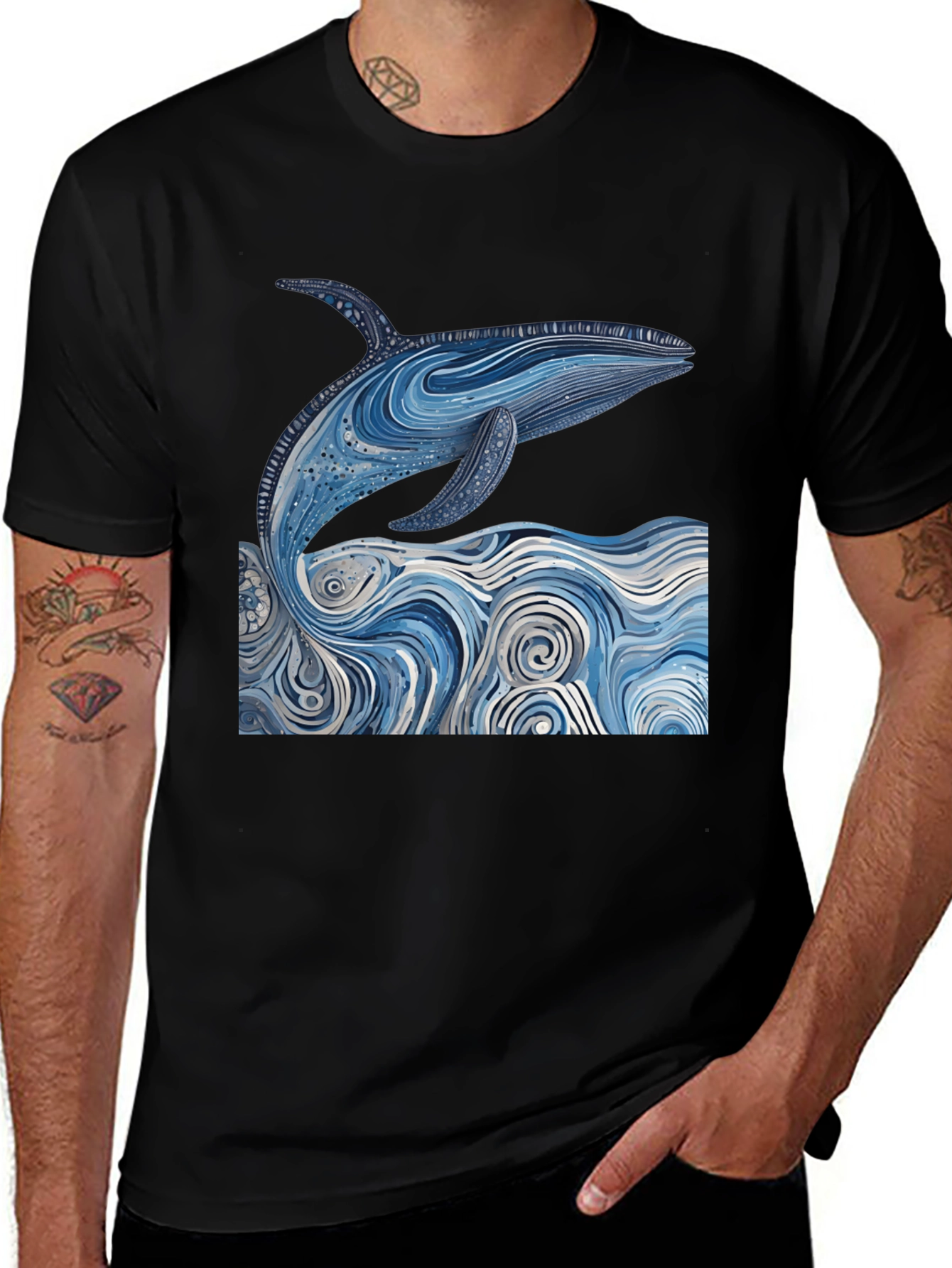 Variant 25 of Whale Waves Graphic Tee - Unique Artistic Design