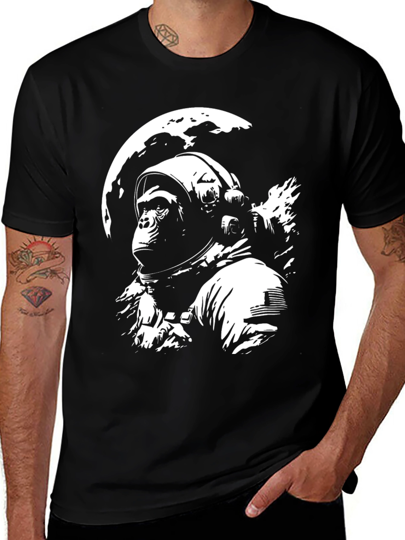 Variant 17 of Astronaut Ape Black T-Shirt