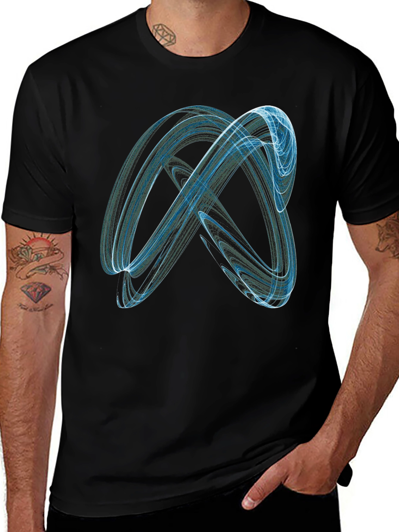 Variant 9 of Abstract Blue Graphic Black T-Shirt