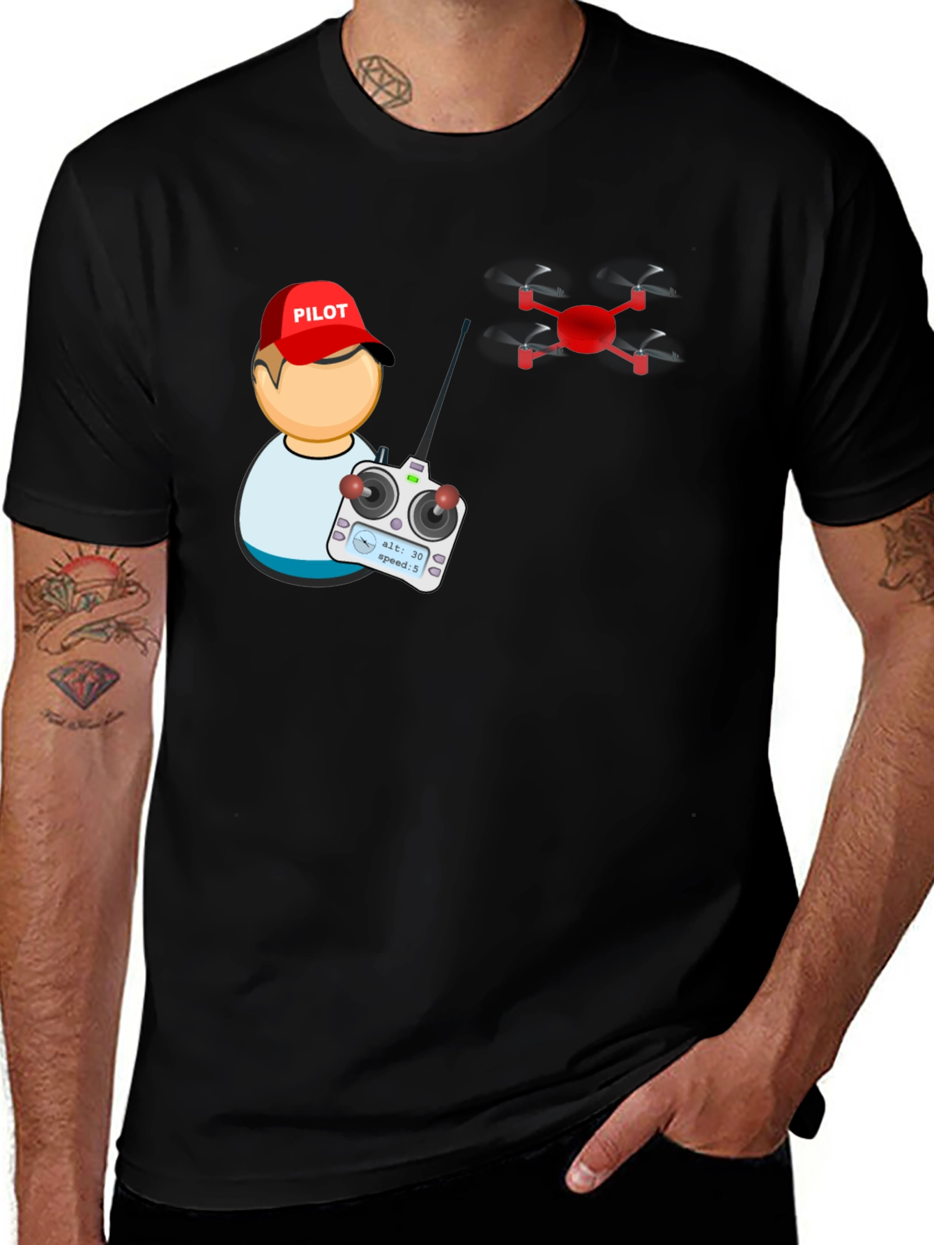 Variant 26 of Drone Pilot T-Shirt - Fly High!