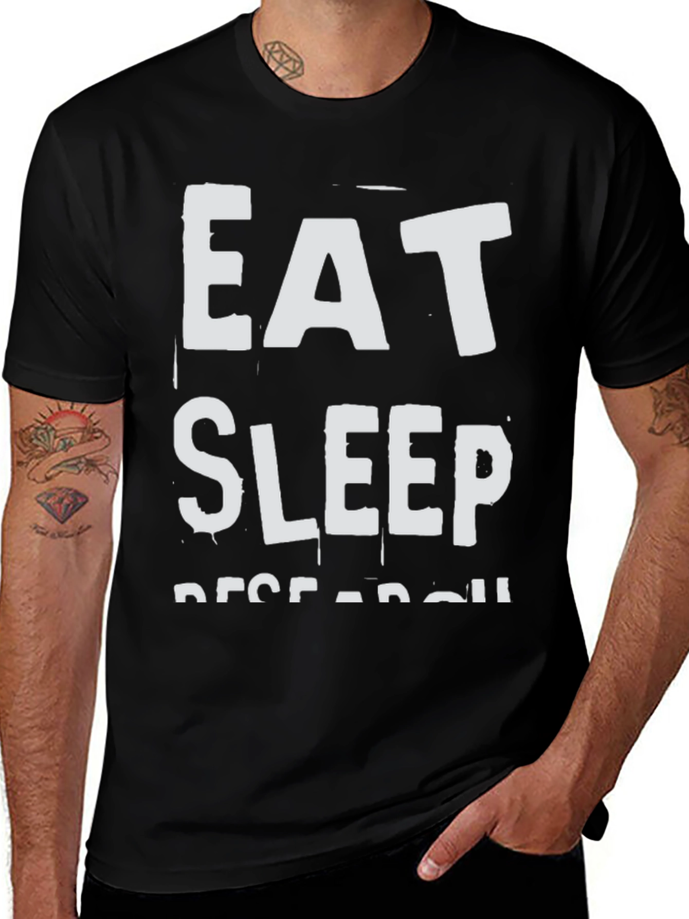 Variant 2 of Eat Sleep Research Black T-Shirt