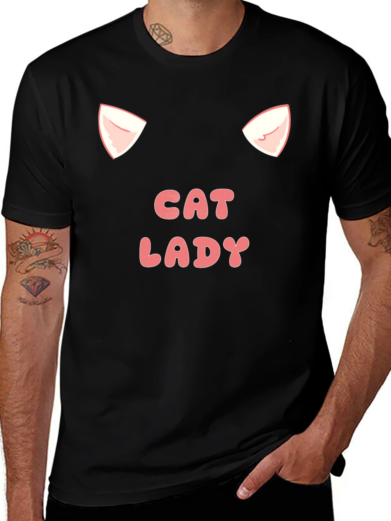 Variant 8 of Cat Lady T-Shirt - Black Crew Neck Tee
