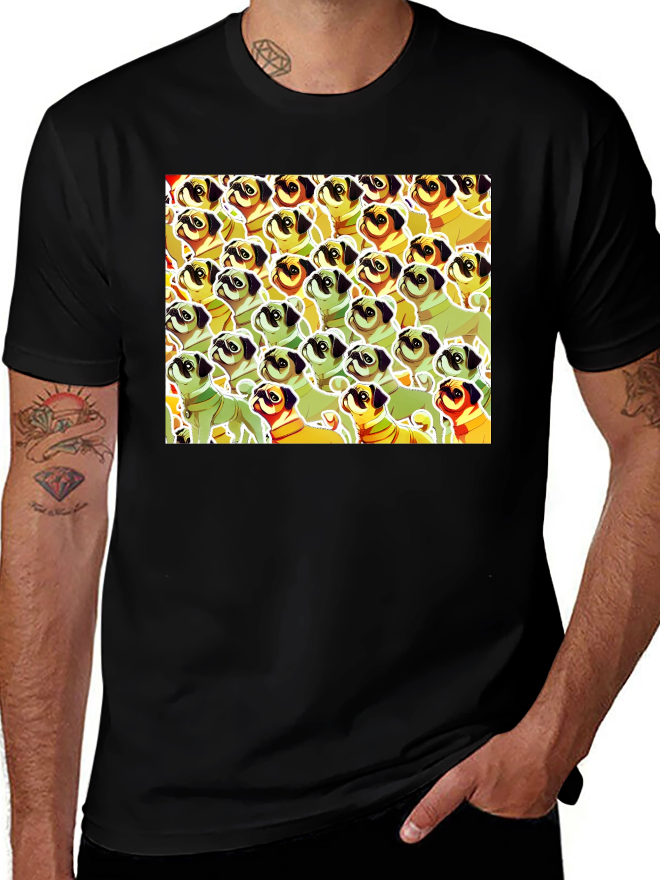Variant 4 of Pug Pattern Graphic T-Shirt - Unique Dog Lover Tee