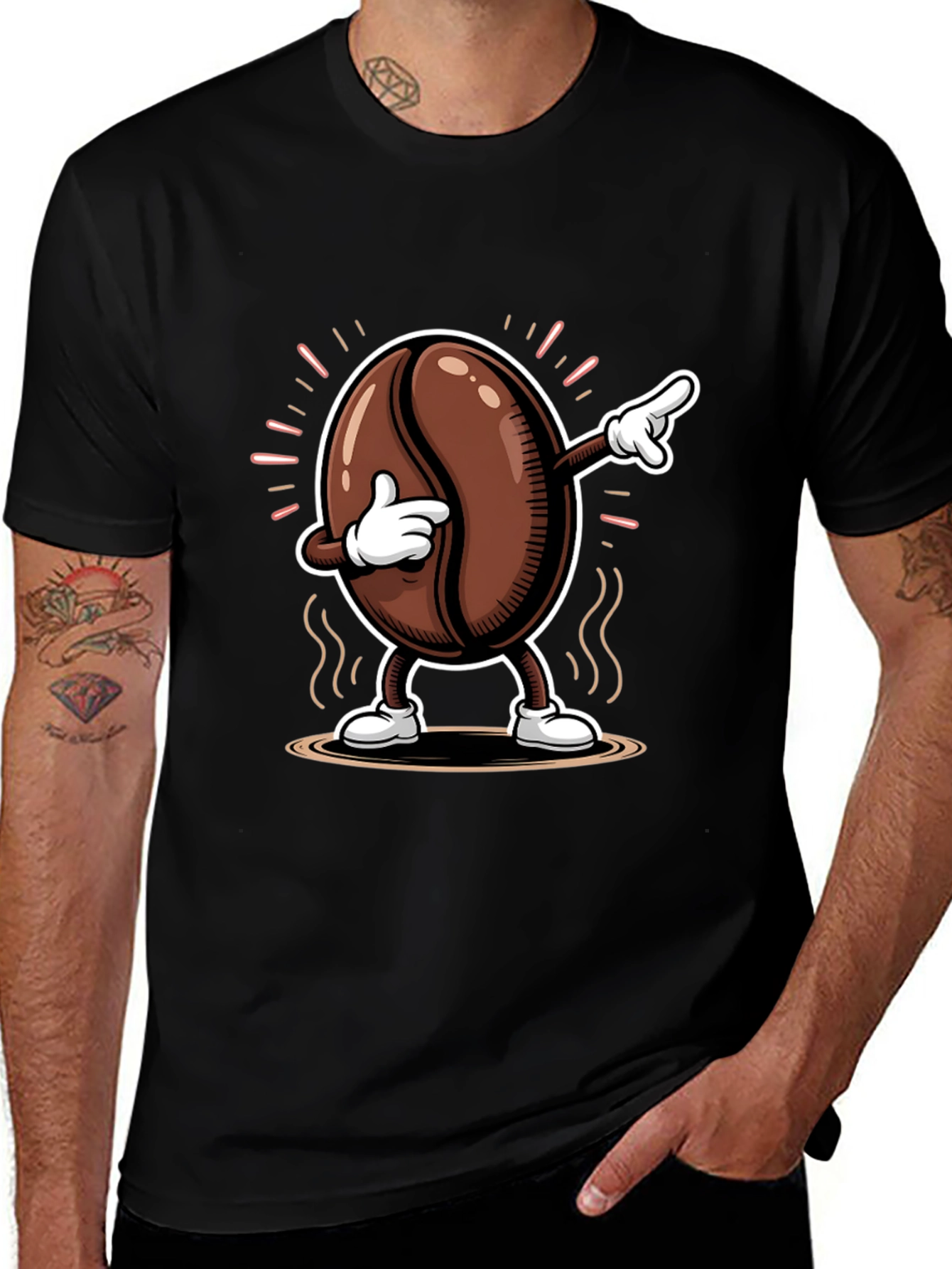 Variant 22 of Dabbing Coffee Bean Graphic Tee - Black